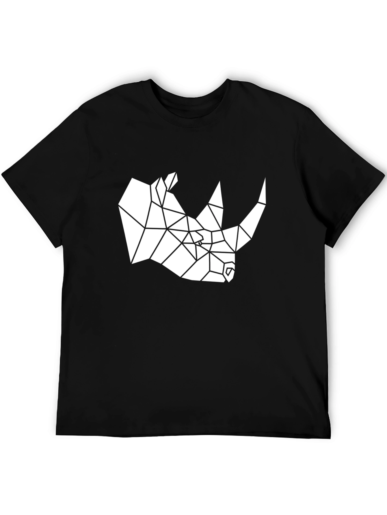 Black Geometric Rhino Graphic Tee - Cool Minimalist Design view 5