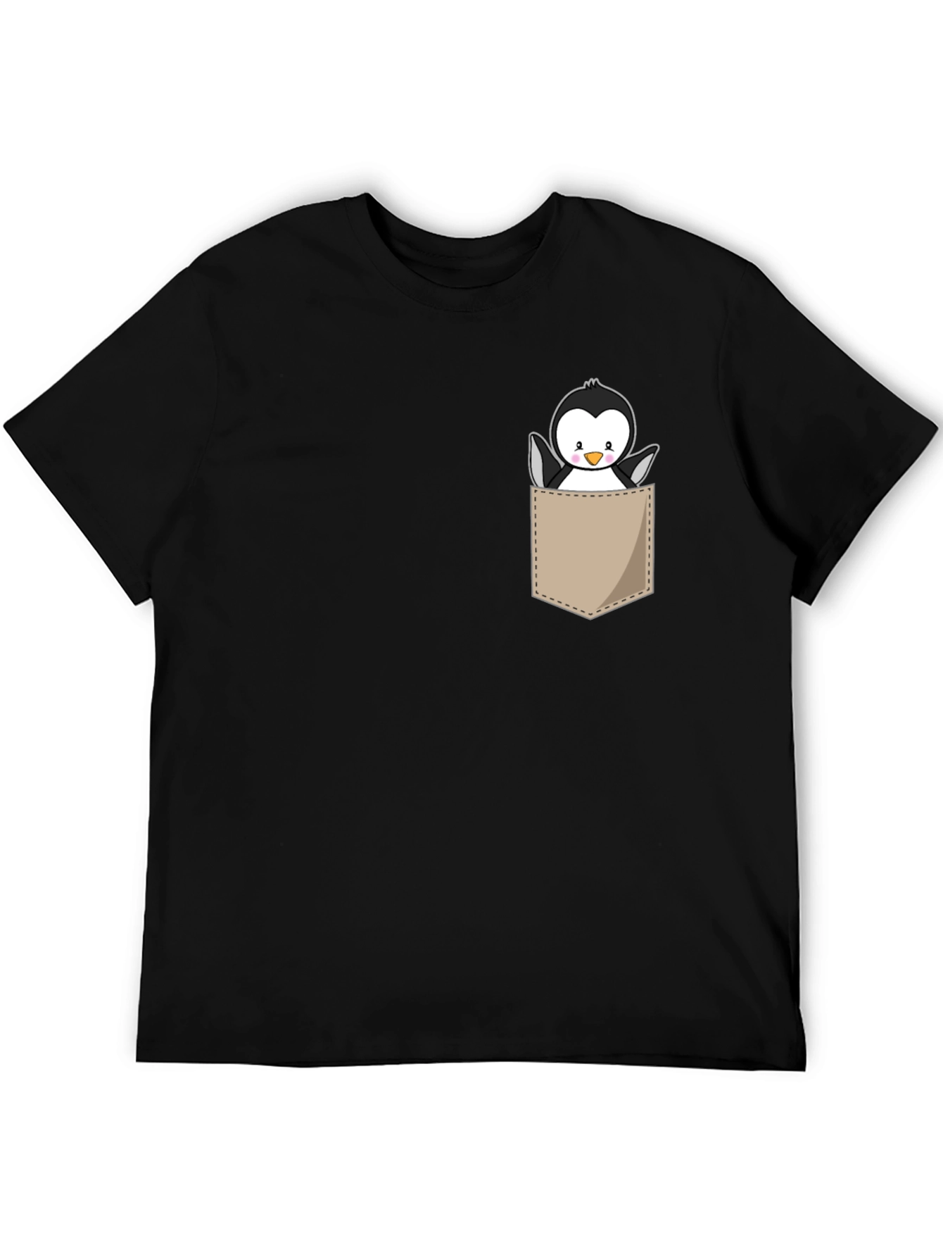 Black Cute Penguin Pocket Graphic Tee view 5
