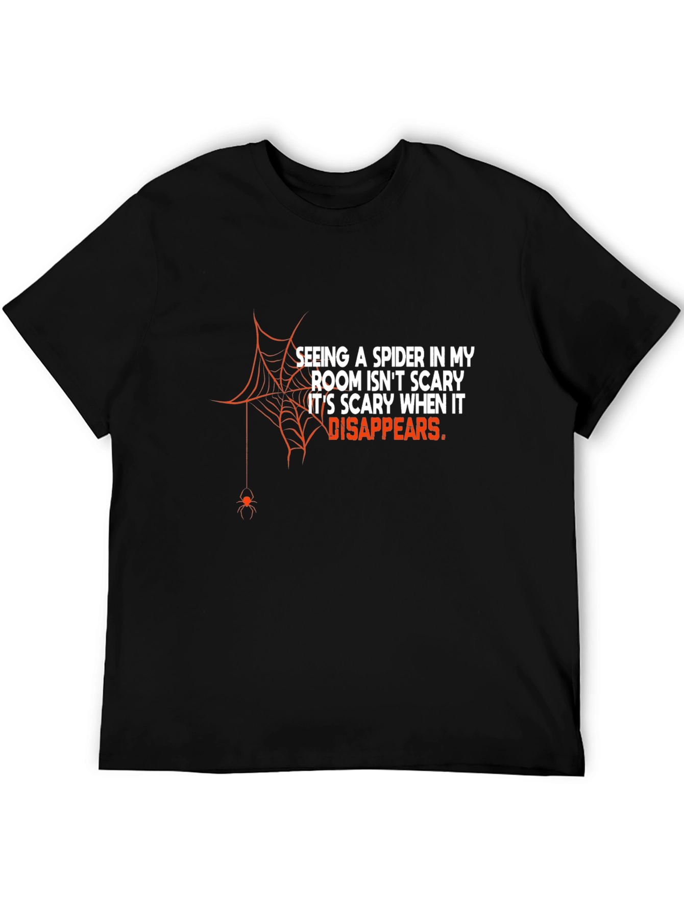 Black Funny Spider Disappears Graphic T-Shirt view 5