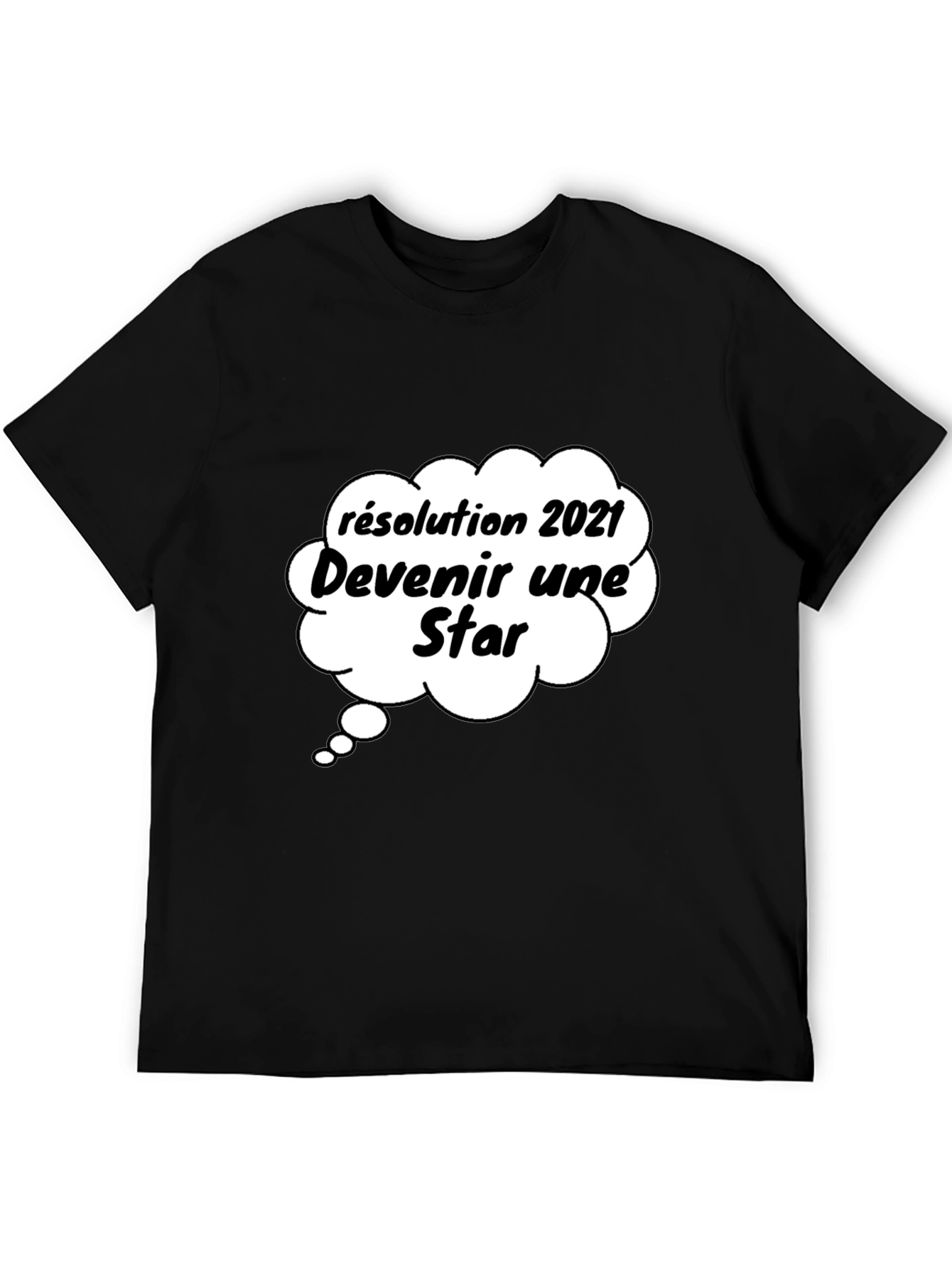 Black Funny 2021 Resolution Star Graphic T-Shirt view 5