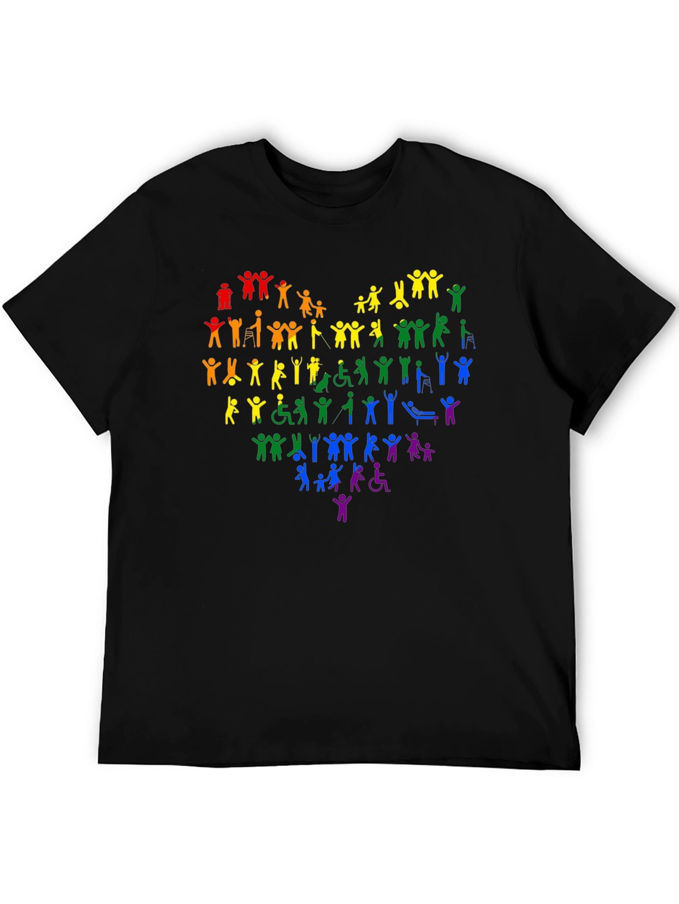 Black Inclusive Rainbow Heart Graphic Tee view 5