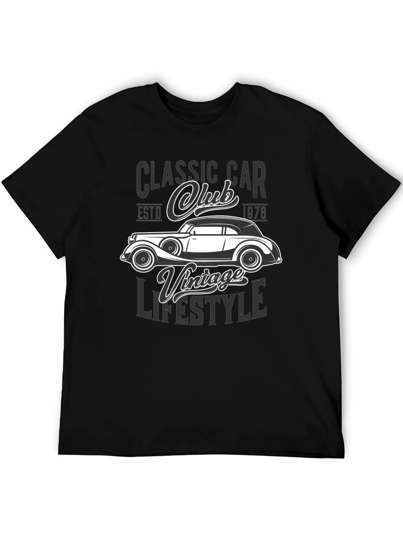 Black Classic Car Club Vintage Lifestyle Graphic T-Shirt view 5