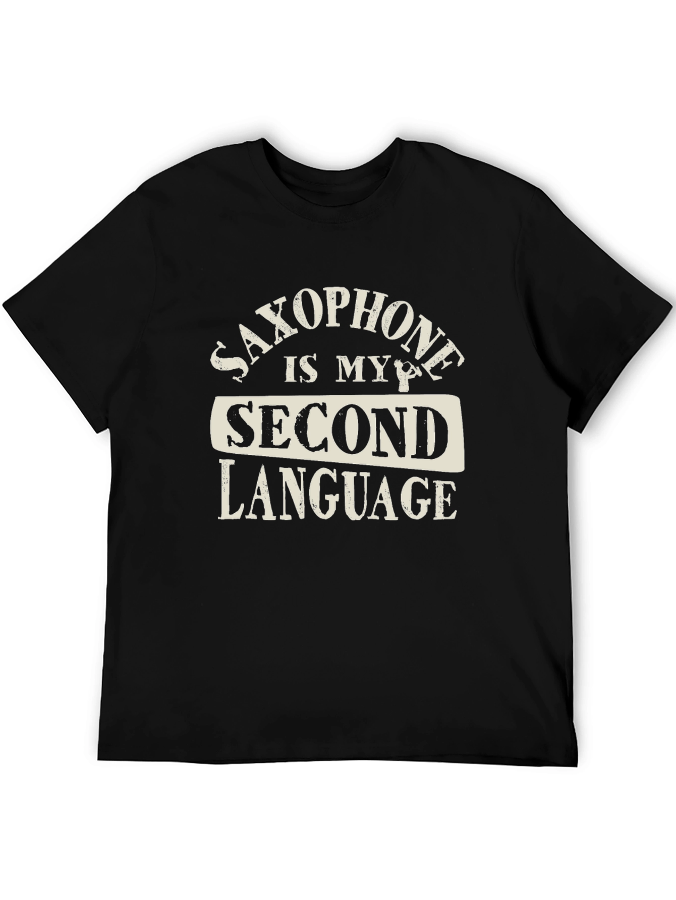 Black Saxophone is My Second Language Graphic T-Shirt view 5