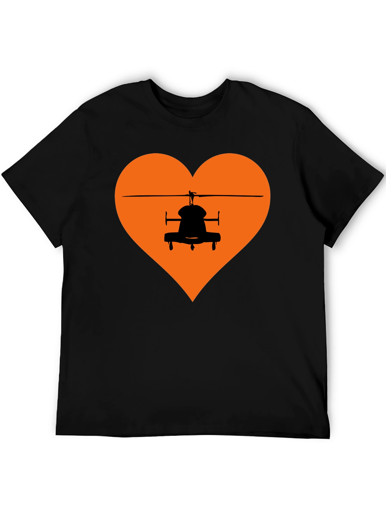 Black Helicopter Heart Graphic Tee - Black T-Shirt view 5