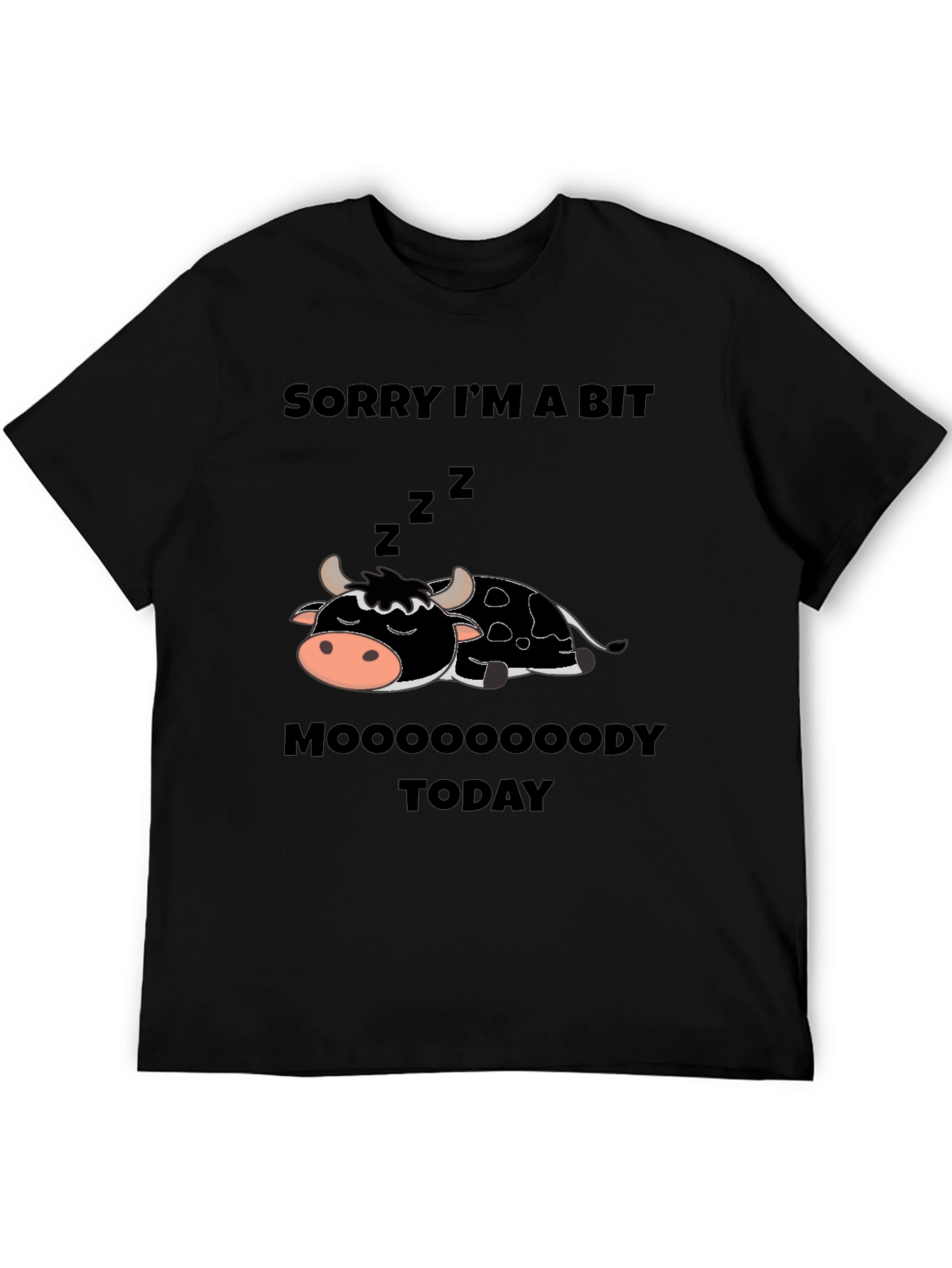 Black Moody Cow Graphic Tee - Funny Novelty Shirt view 5