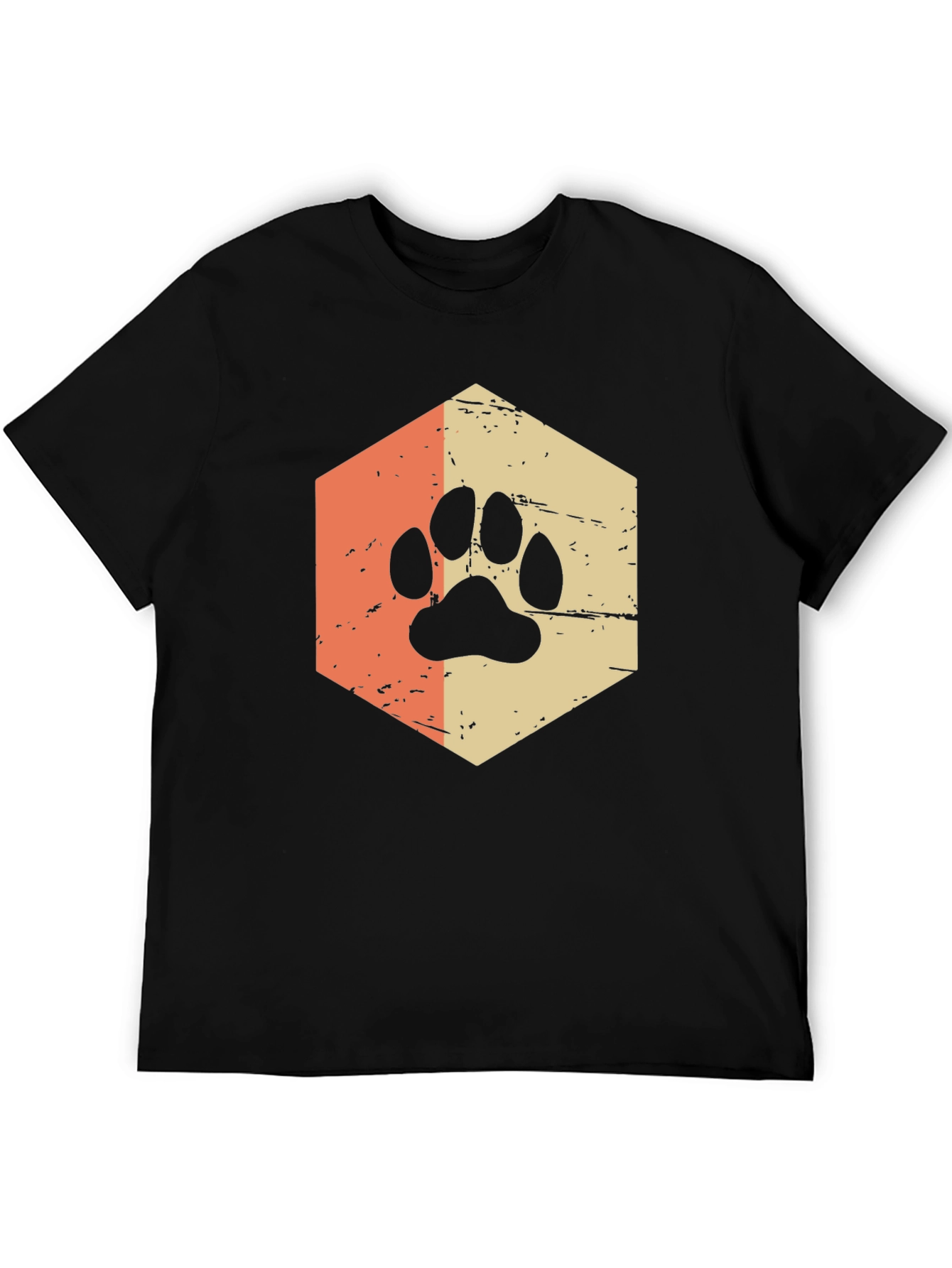 Black Retro Paw Print Graphic Tee - Black view 5