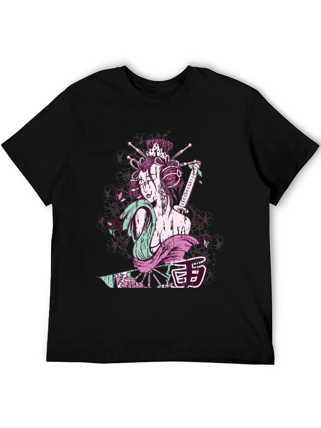 Black Geisha Graphic Tee - Samurai Style view 5