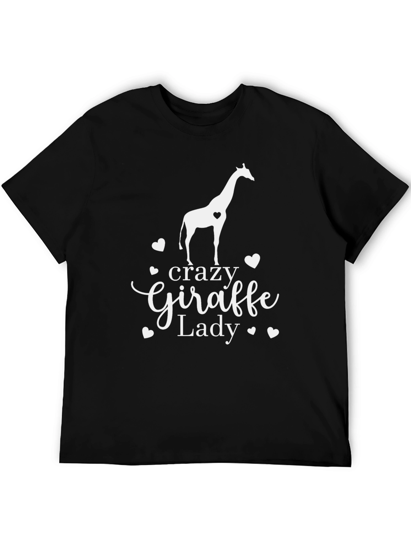 Black Crazy Giraffe Lady T-Shirt - Women's Animal Lover Tee view 5
