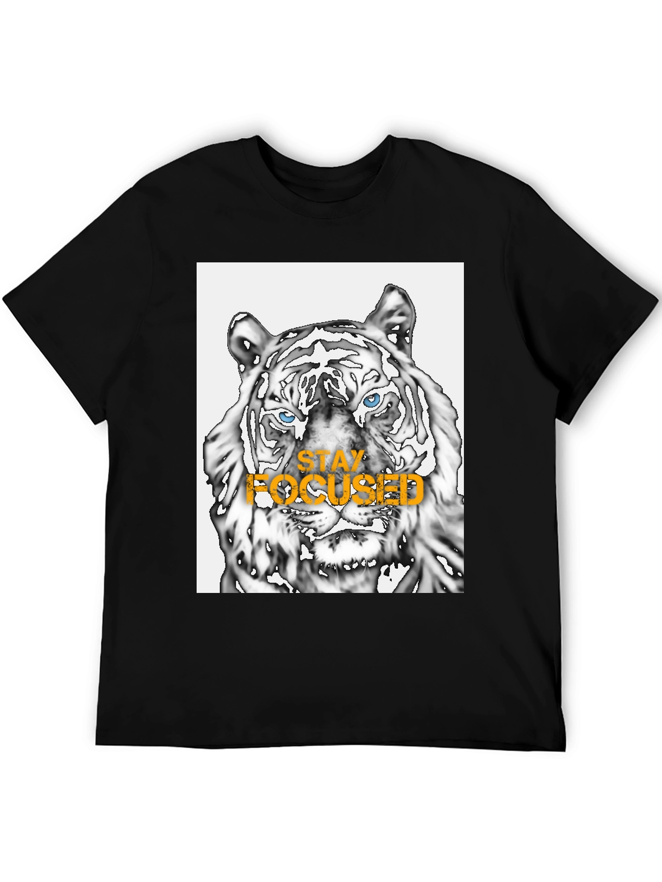 Black Stay Focused Tiger Graphic Tee - Black view 5