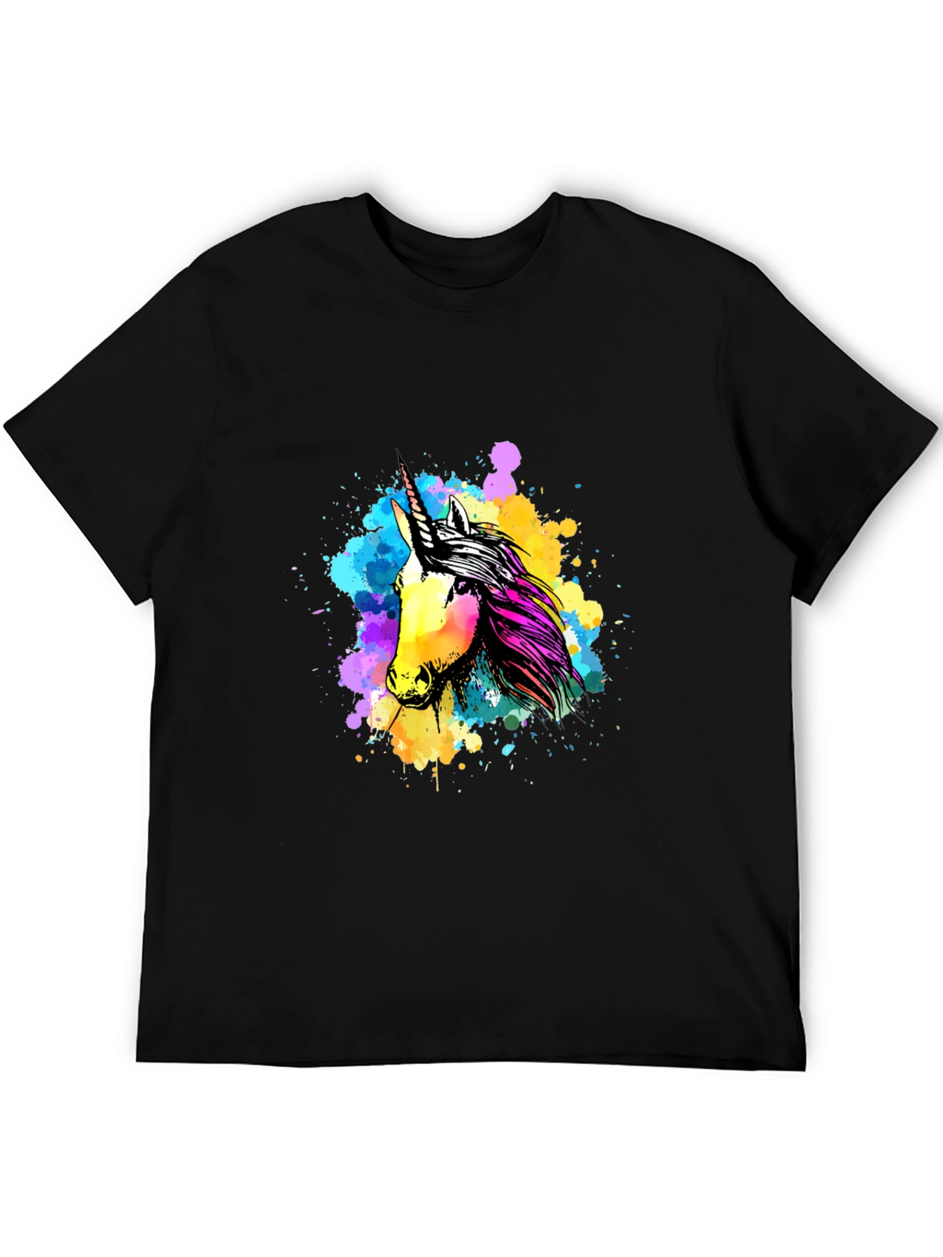Black Unicorn Splash Graphic Tee - Men's Black T-Shirt view 5