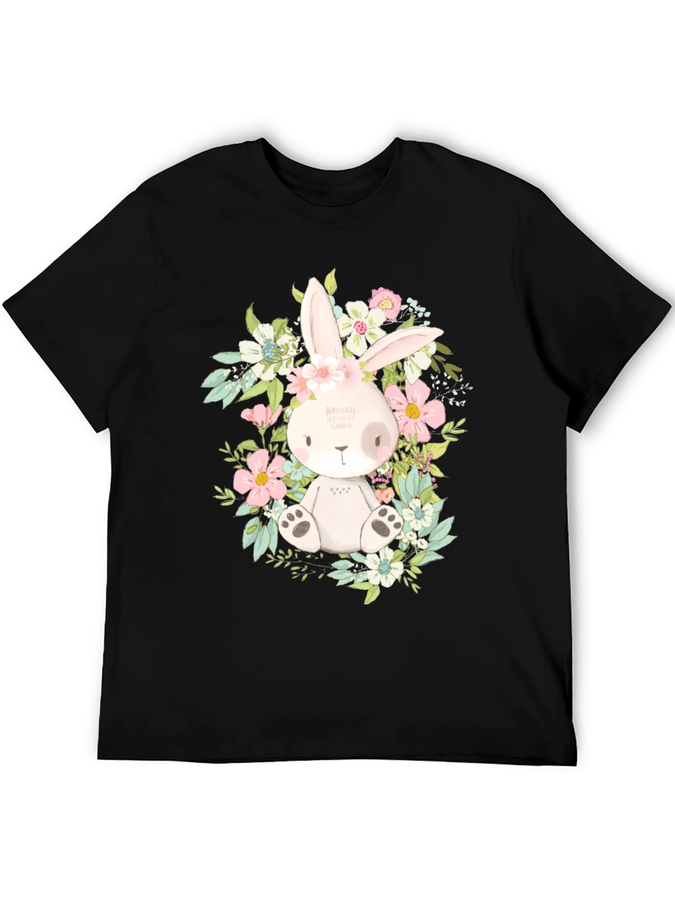 Black Floral Bunny Graphic Tee view 5