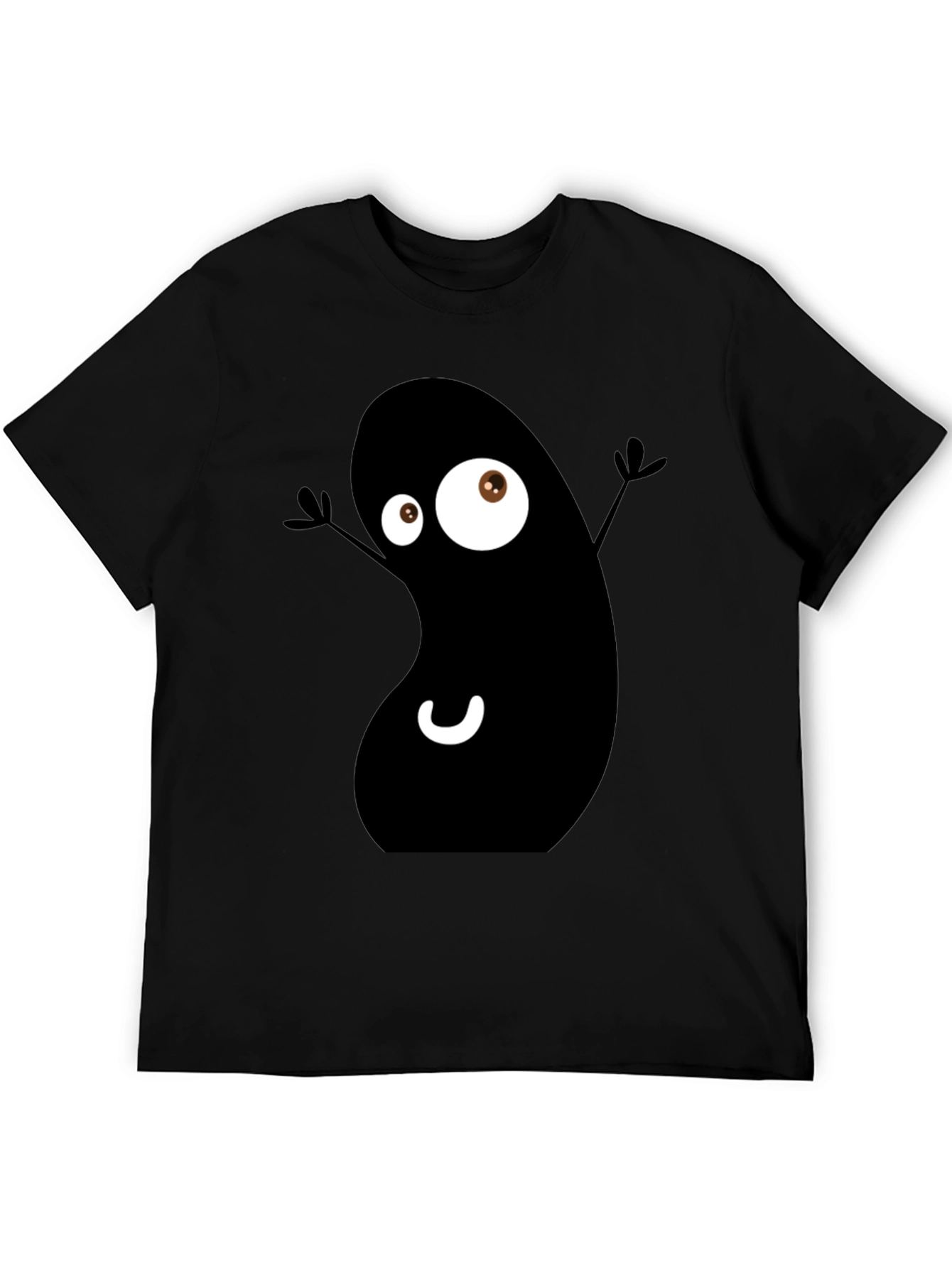 Black Funny Black Bean Cartoon Graphic Tee - Casual Comfort view 5