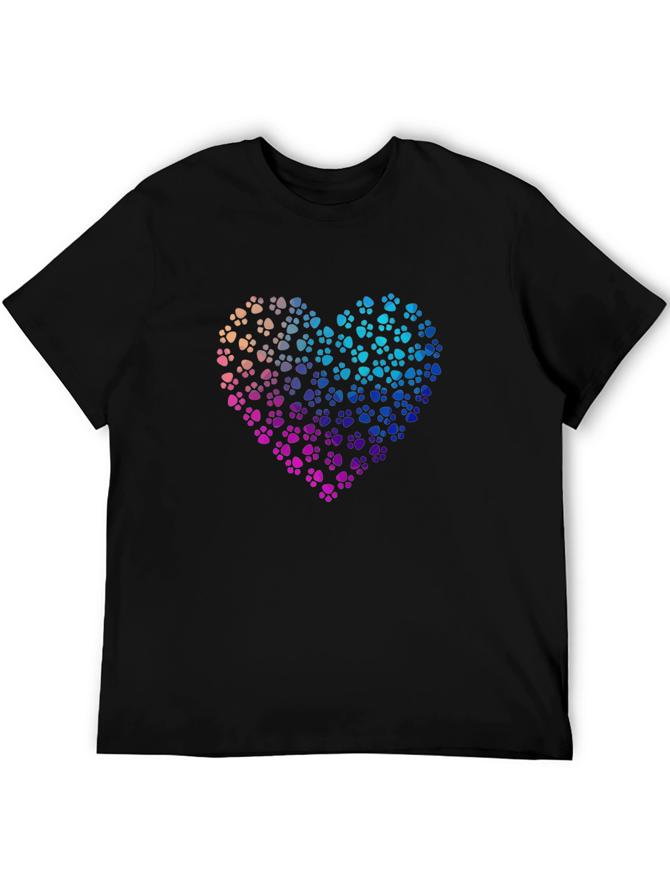 Black Paw Print Heart Graphic T-Shirt - Black view 5