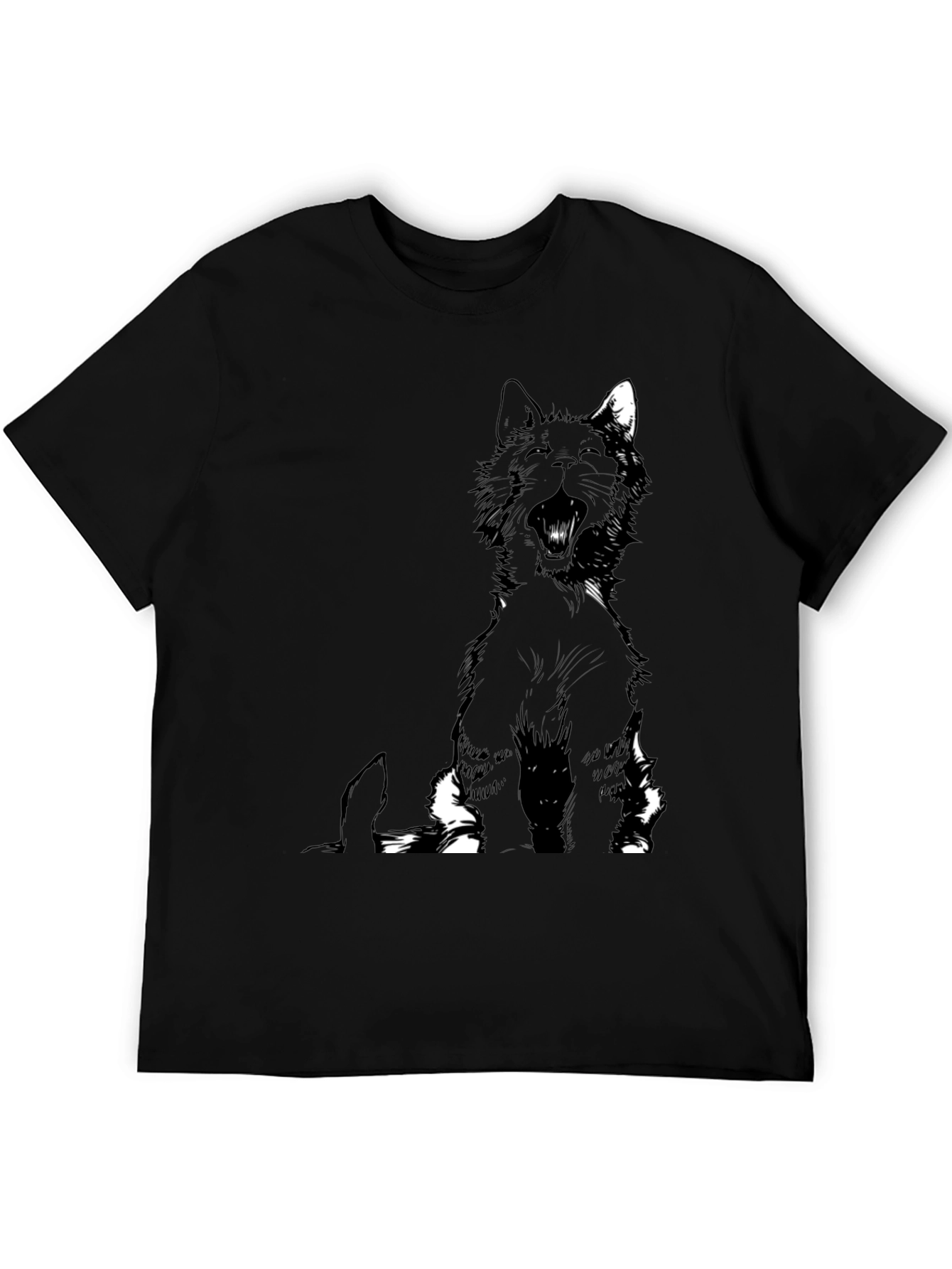 Black Black Cat Yawning Graphic Tee view 5