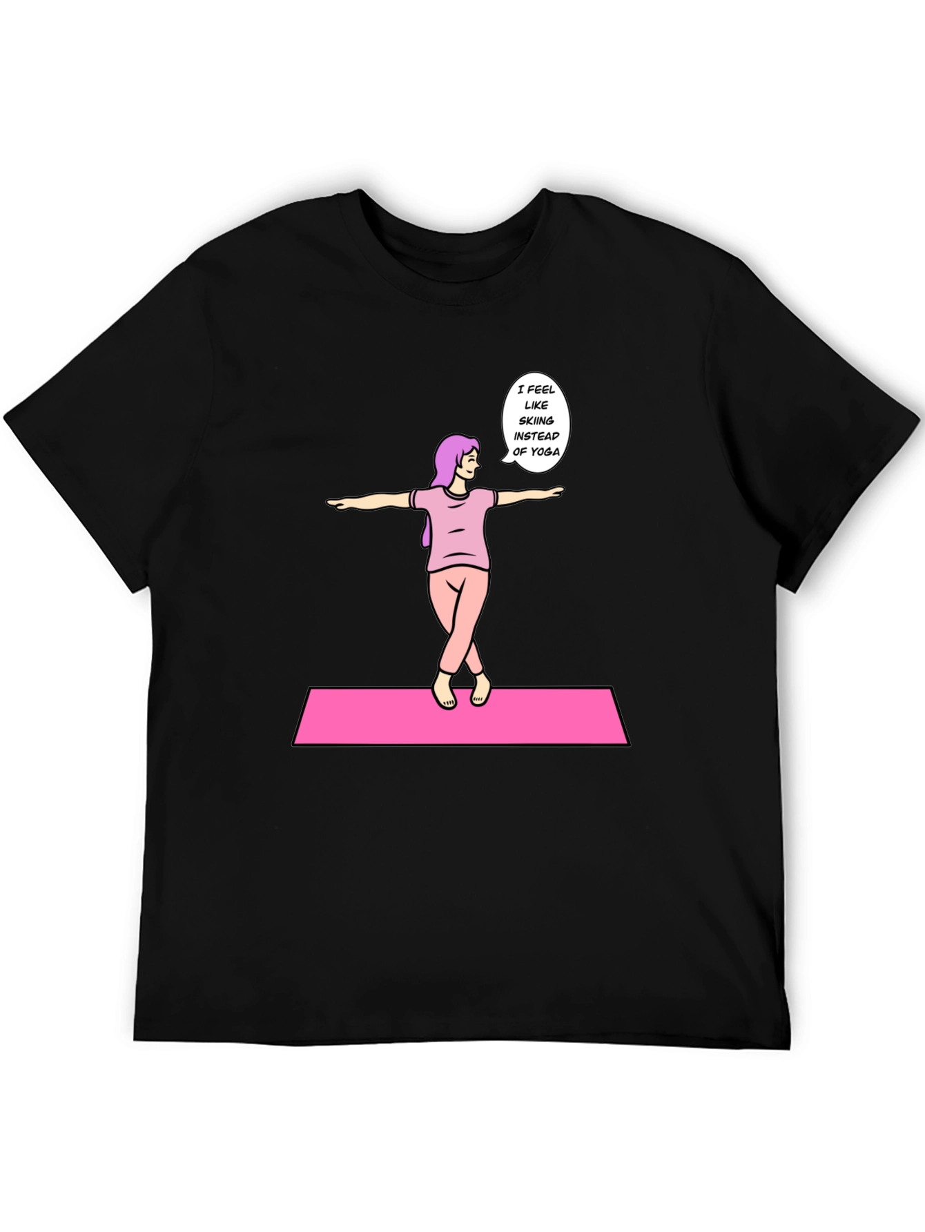 Black Funny Yoga Skiing Graphic Tee view 5