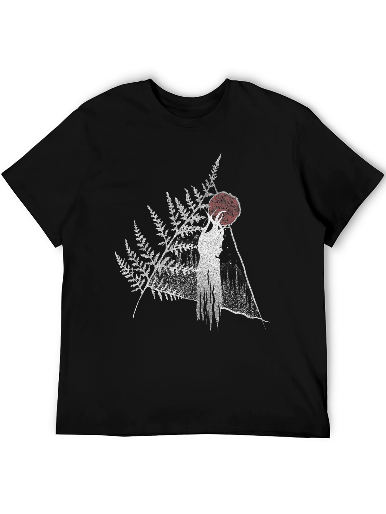 Black Nature Spirit Graphic Tee - Black Cotton Blend Shirt view 5