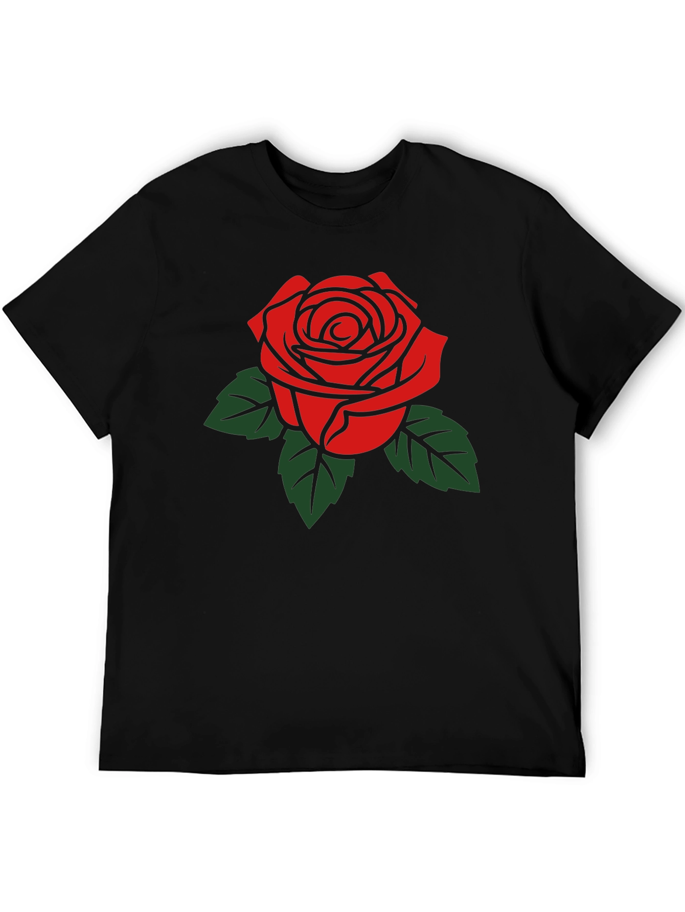 Black Bold Rose Graphic Tee - Classic Black T-Shirt view 5