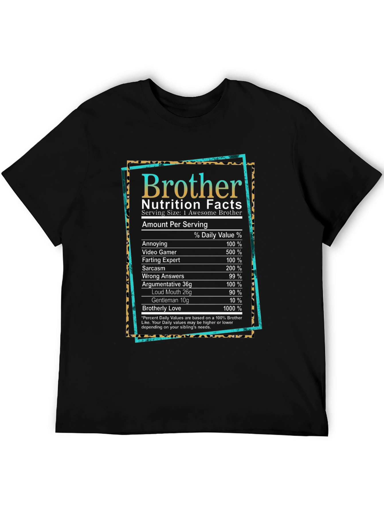 Black Brother Nutrition Facts Graphic T-Shirt view 5