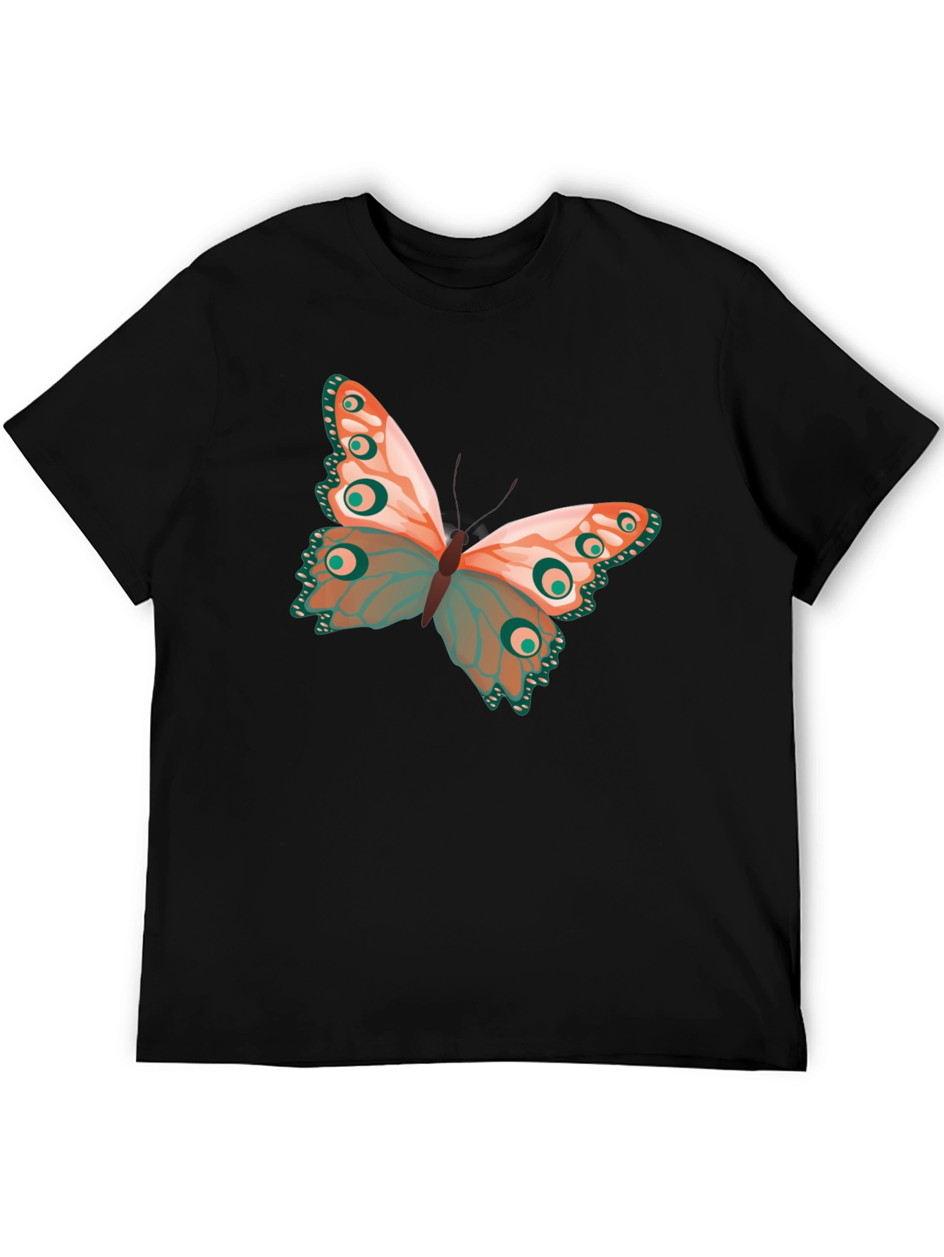 Black Butterfly Graphic Print Crew Neck T-Shirt view 5