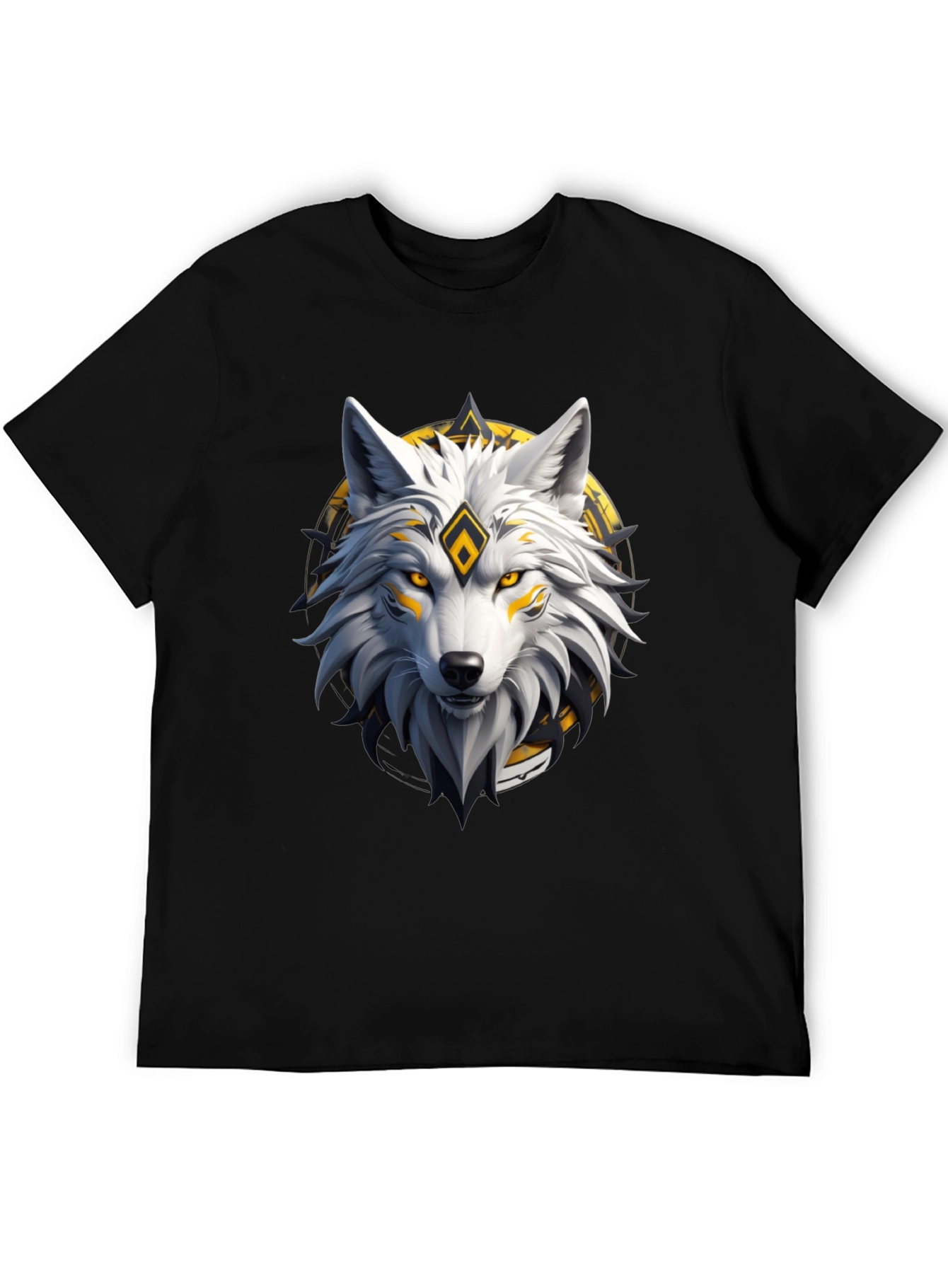 Black Wolf Graphic Print Crew Neck T-Shirt view 5