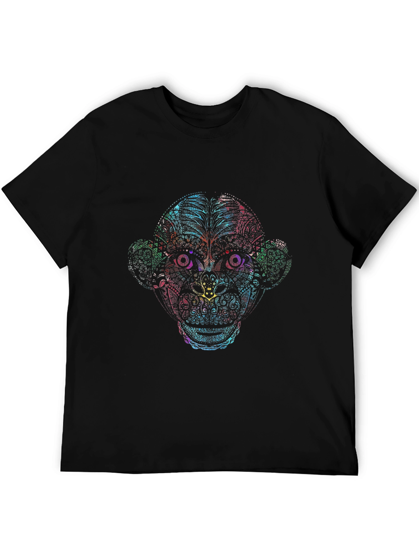 Black Vibrant Monkey Graphic Tee - Black Cotton T-Shirt view 5