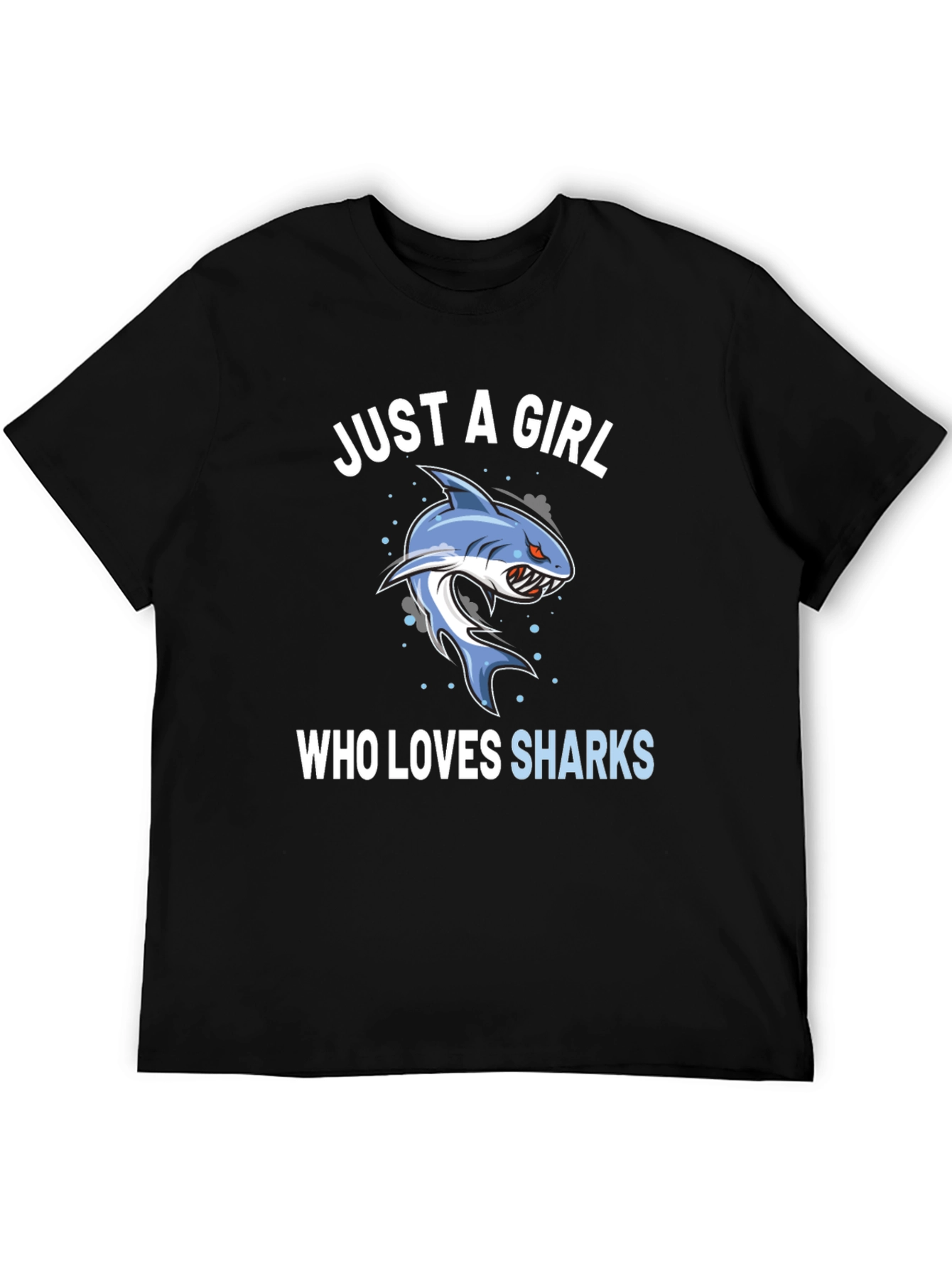 Black Just A Girl Who Loves Sharks Graphic Tee view 5