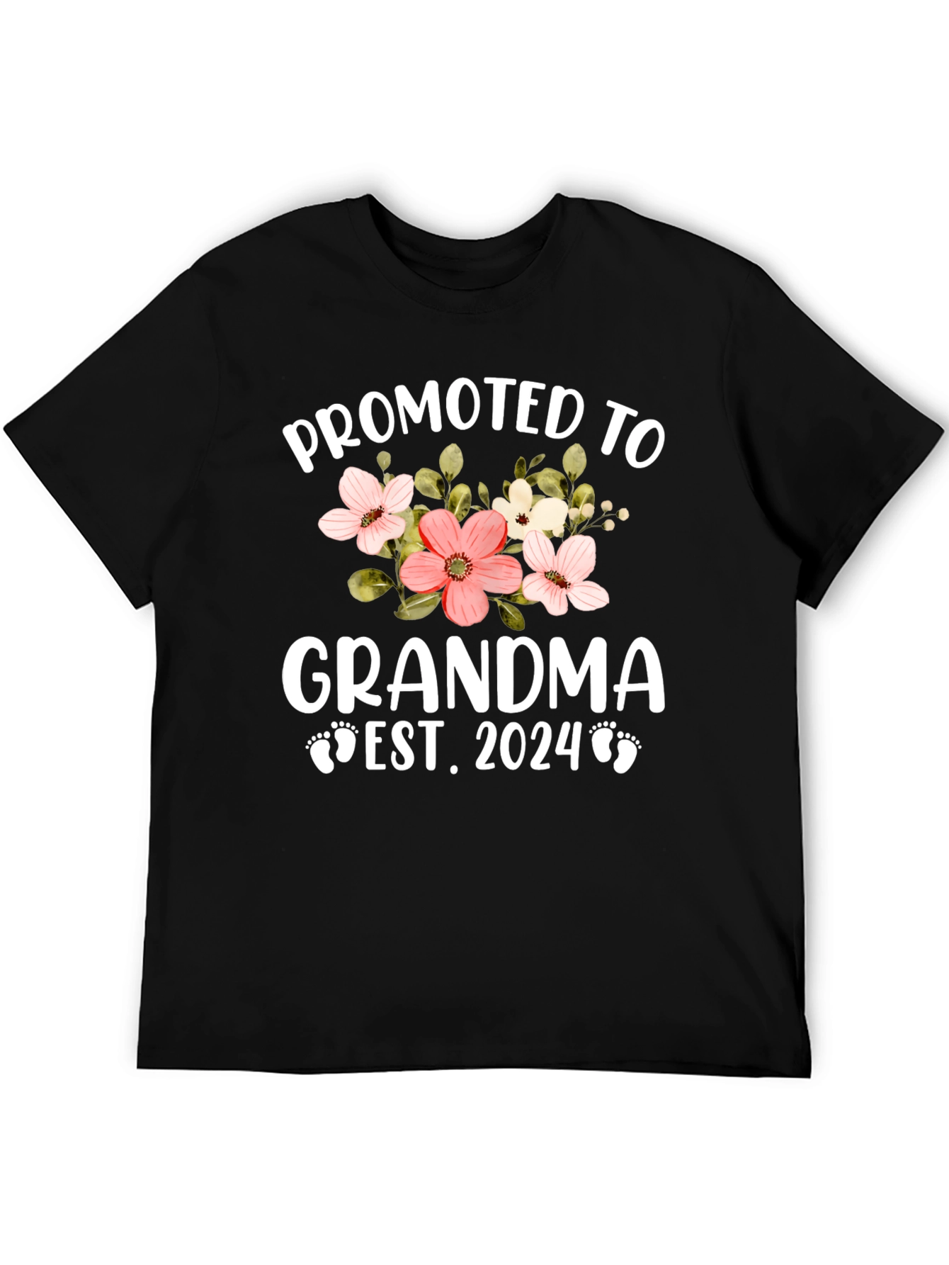 Black Promoted to Grandma 2024 Floral T-Shirt view 5