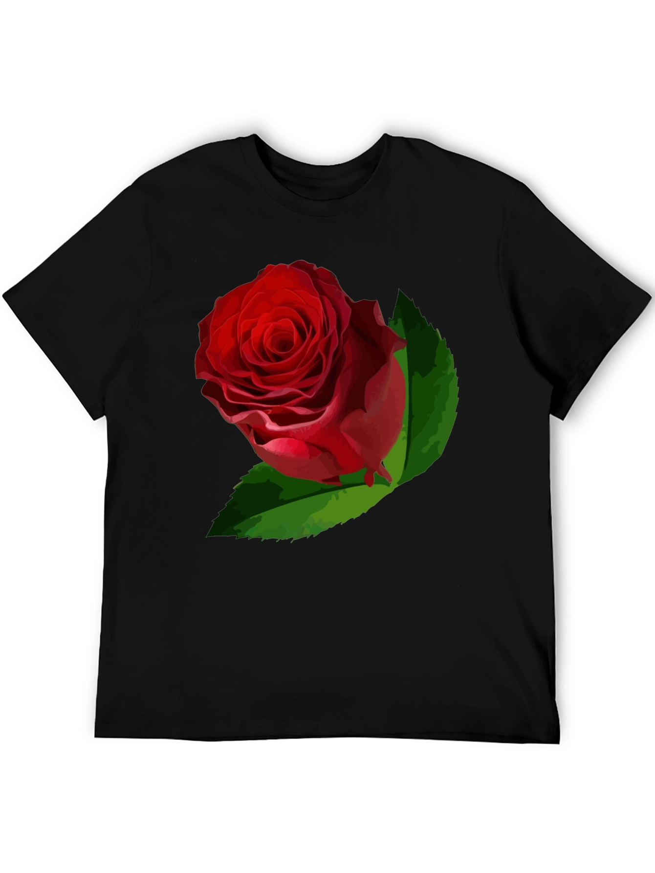Black Bold Rose Graphic Tee - Black Cotton Casual Shirt view 5