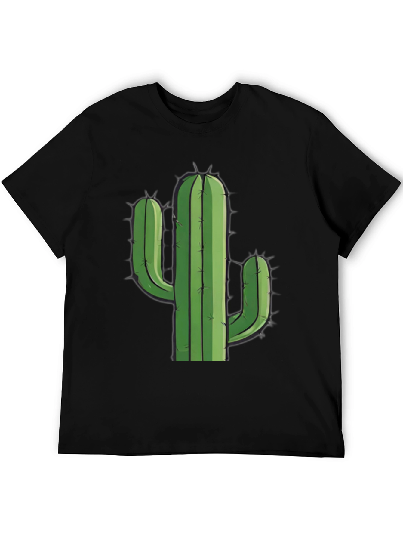 Black Cactus Graphic Tee - Black Cotton T-Shirt view 5