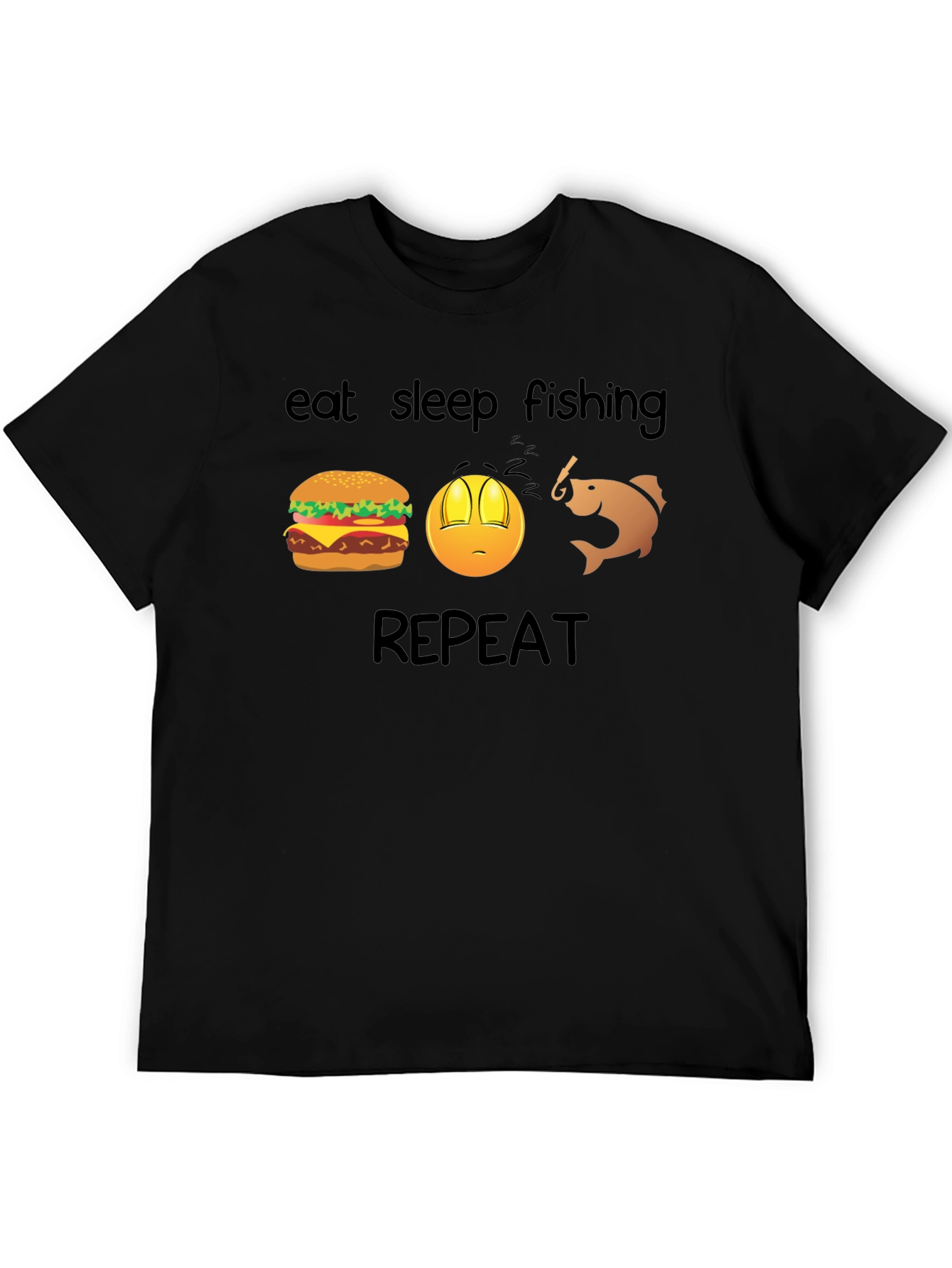 Black Eat Sleep Fishing Repeat T-Shirt view 5