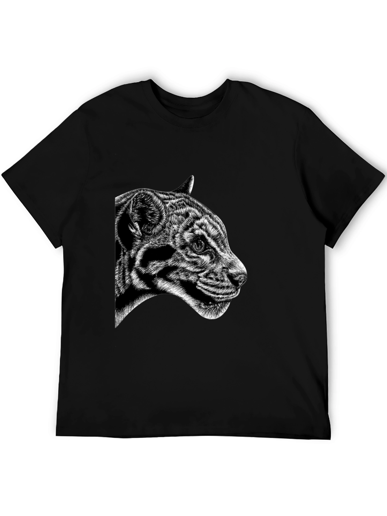 Black Black Tee with Clouded Leopard Design view 5
