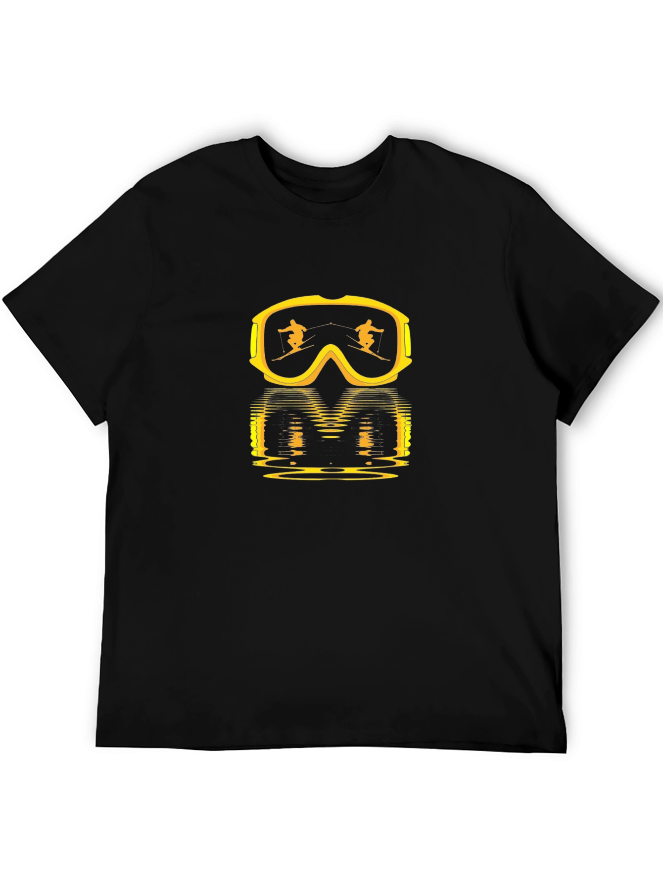 Black Ski Goggles Reflection Black T-Shirt view 5