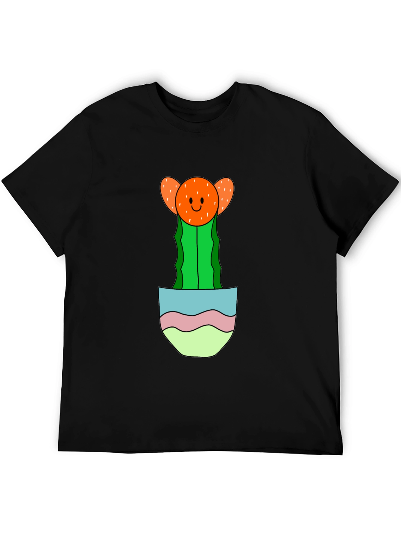 Black Cute Cactus Pocket T-Shirt - Unique Graphic Tee view 5