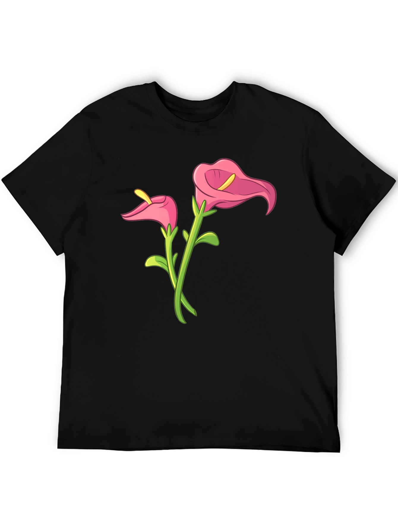 Black Floral Graphic Tee - Calla Lily Design view 5