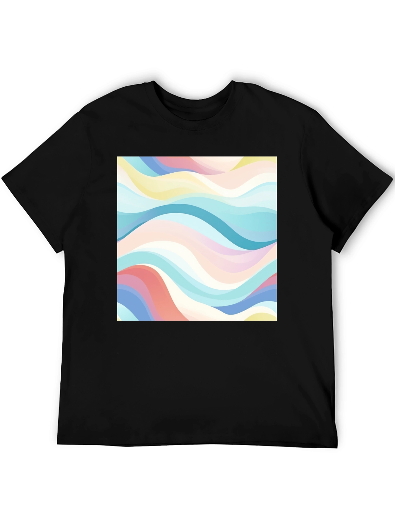 Black Retro Wave Print Black T-Shirt - Casual Style view 5