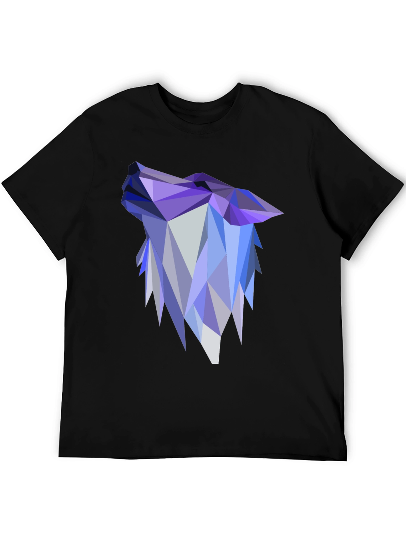 Black Geometric Wolf Head Graphic Black T-Shirt view 5