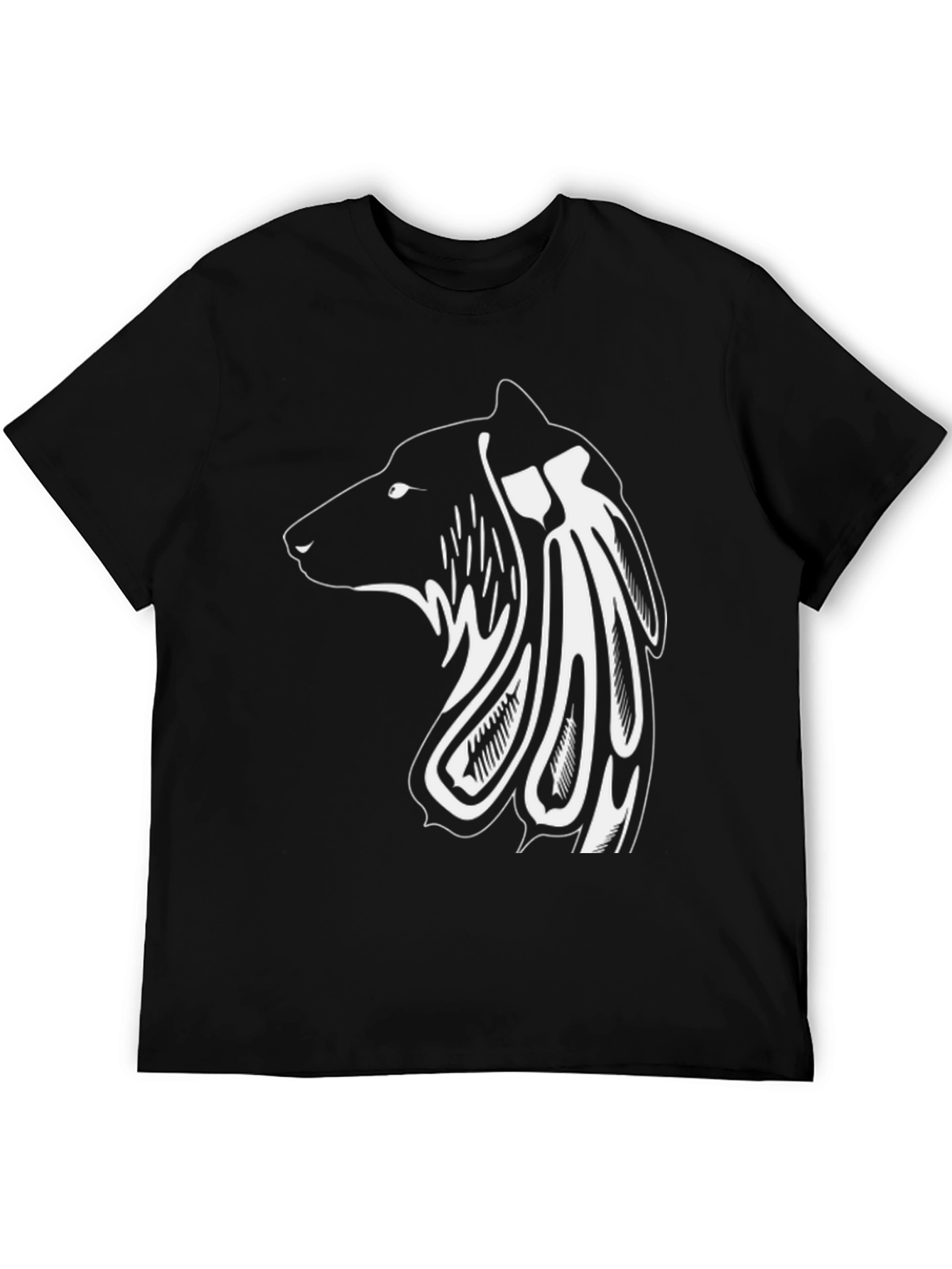 Black Tribal Bear Graphic Tee - Men's Black T-Shirt view 5