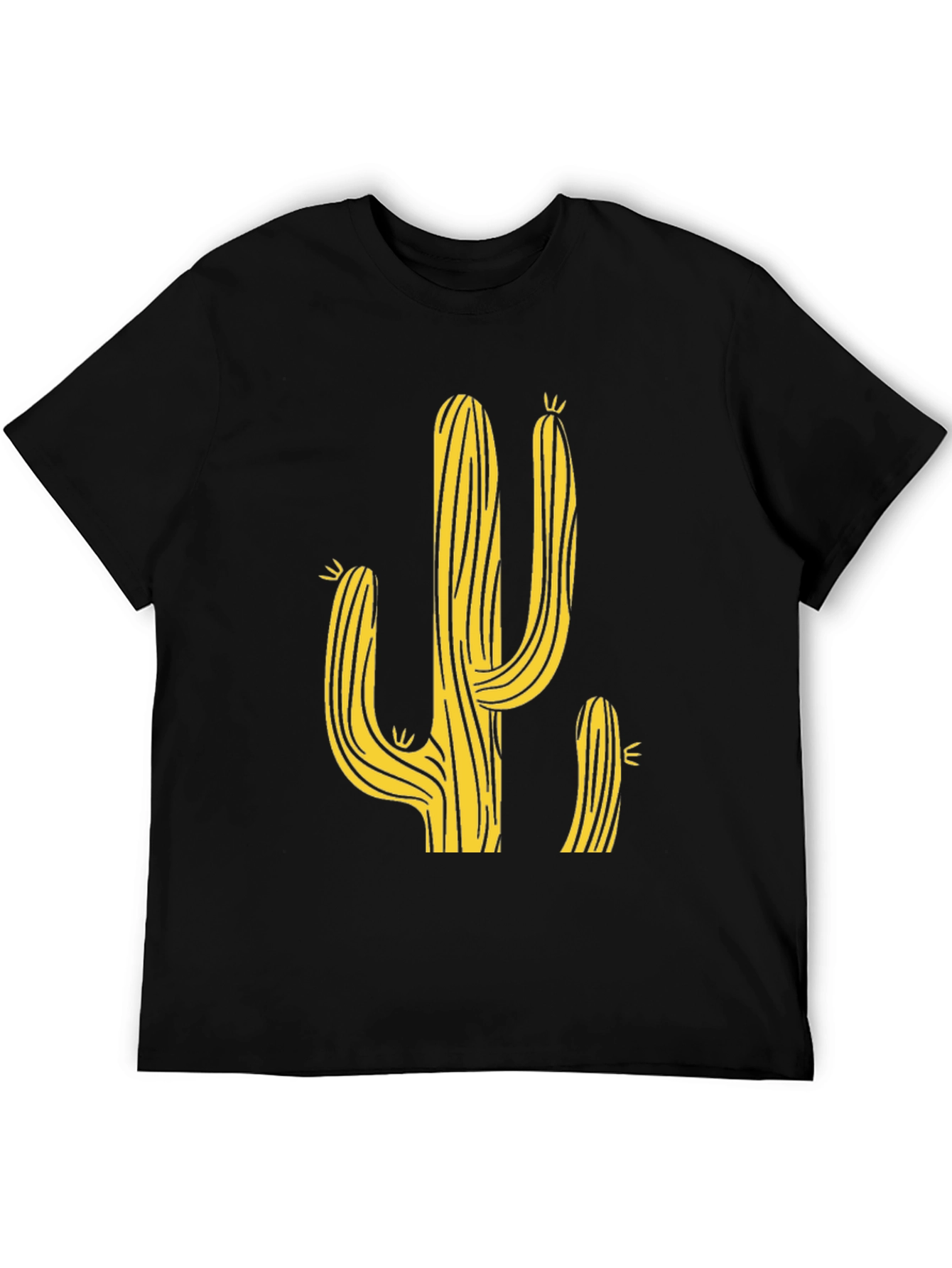 Black Cactus Graphic Print Men's T-Shirt view 5