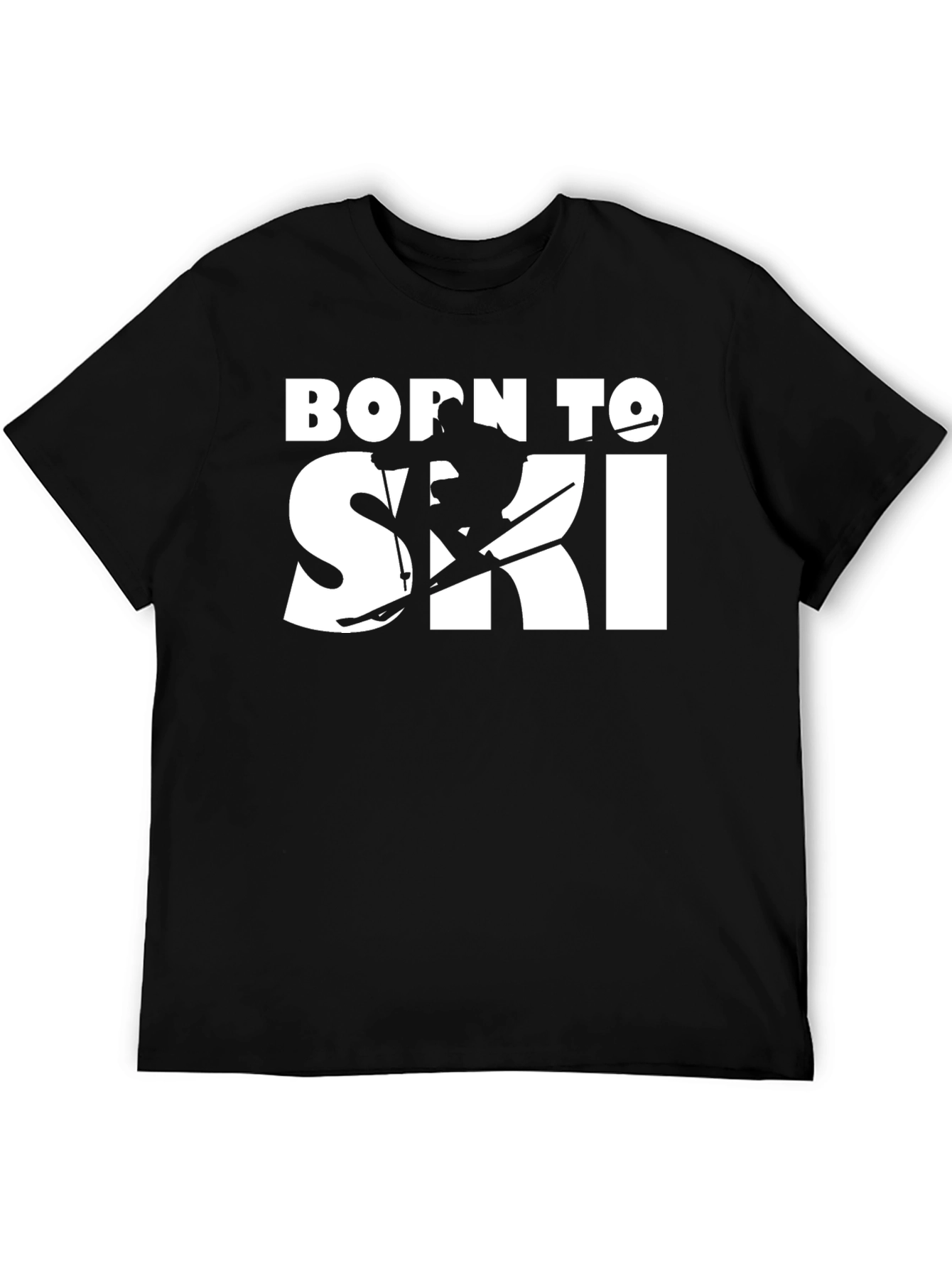 Black Born To Ski Black T-Shirt view 5