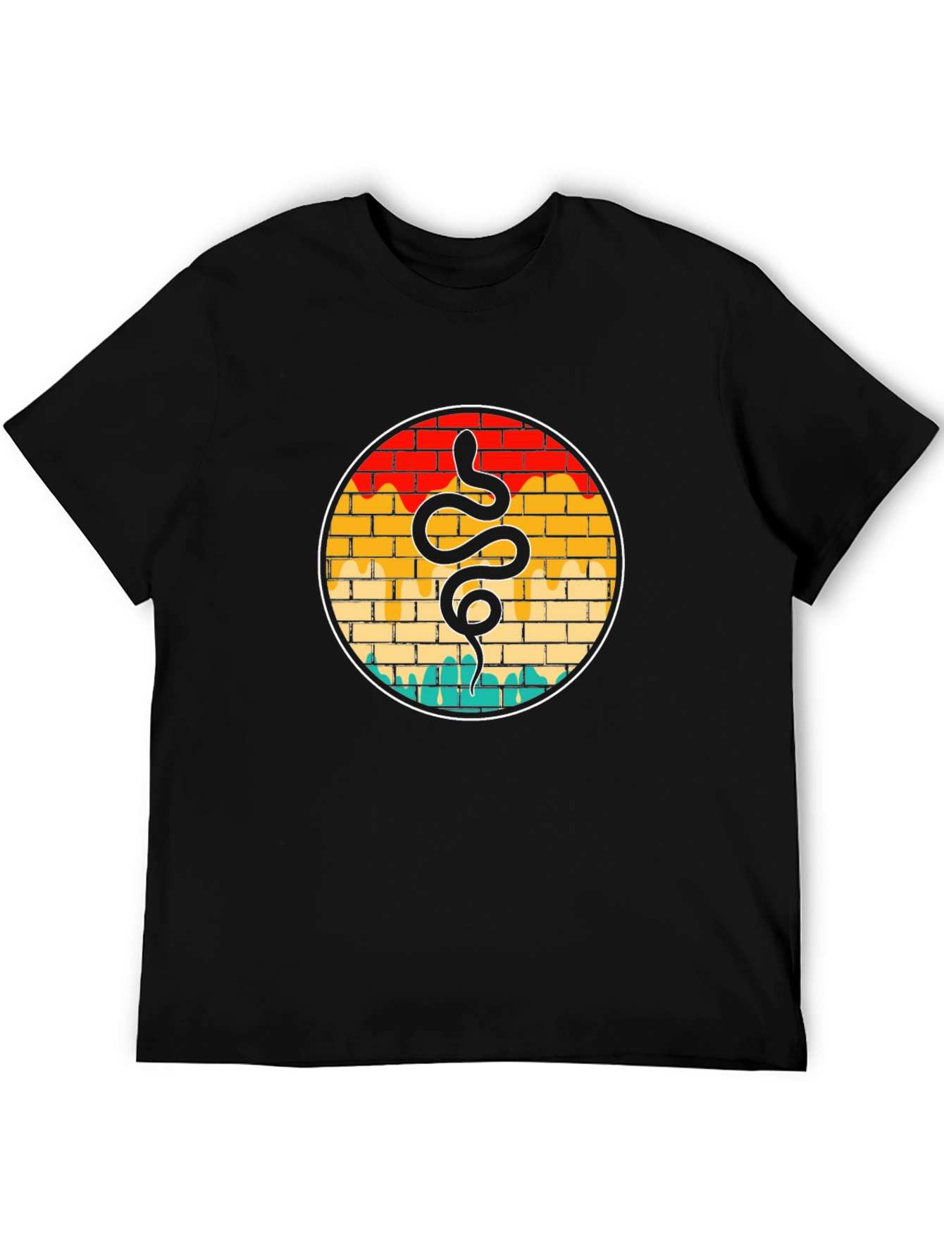 Black Snake Graphic Tee - Retro Brick Wall Design view 5