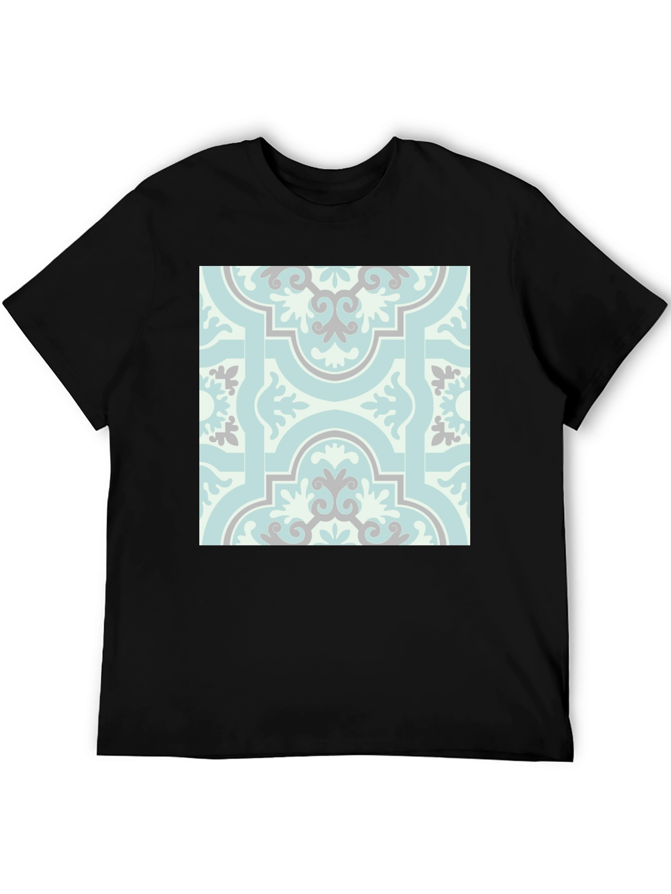 Black Patterned Graphic Tee - Stylish Casual Wear view 5