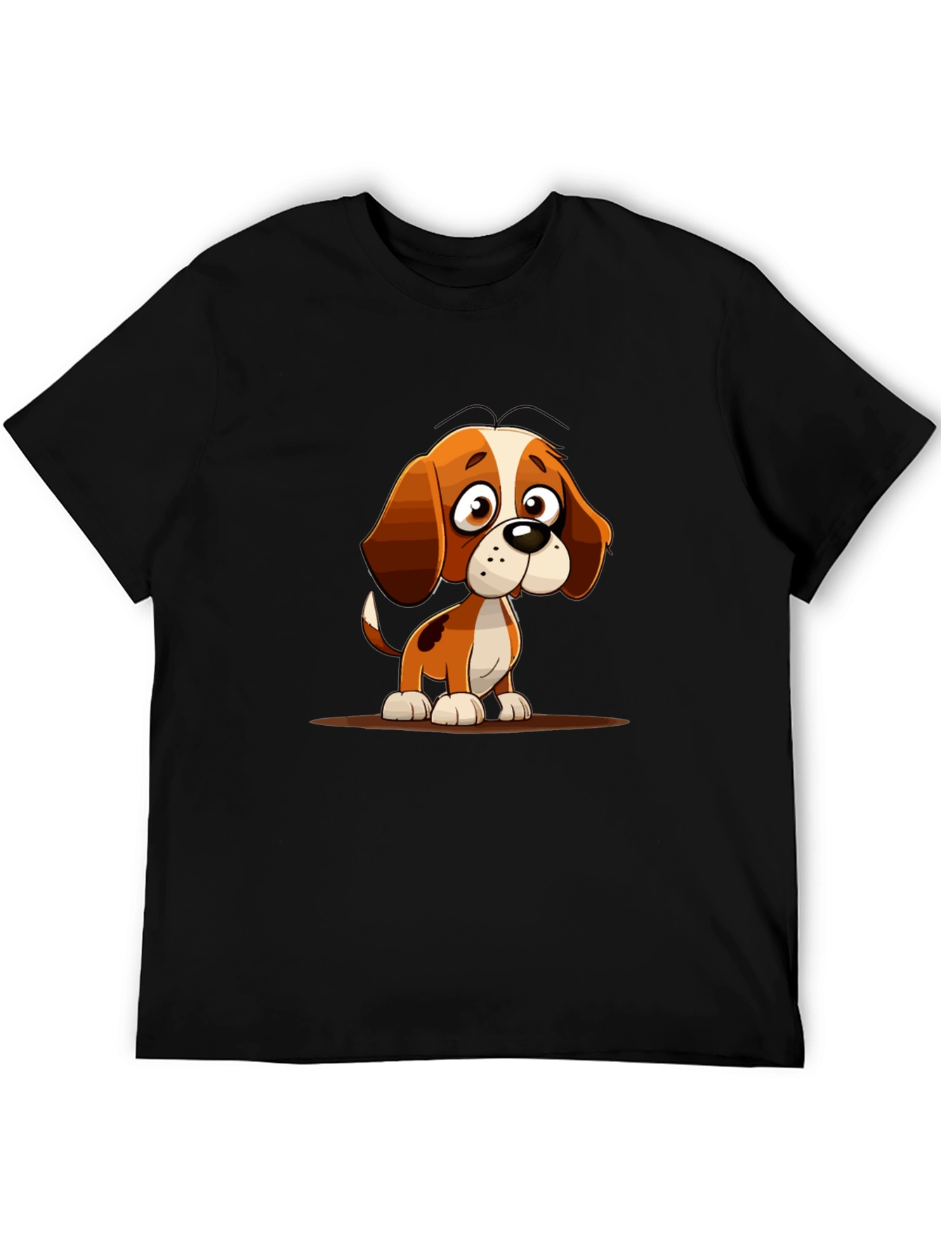 Black Cute Cartoon Dog Graphic Tee - Unisex view 5