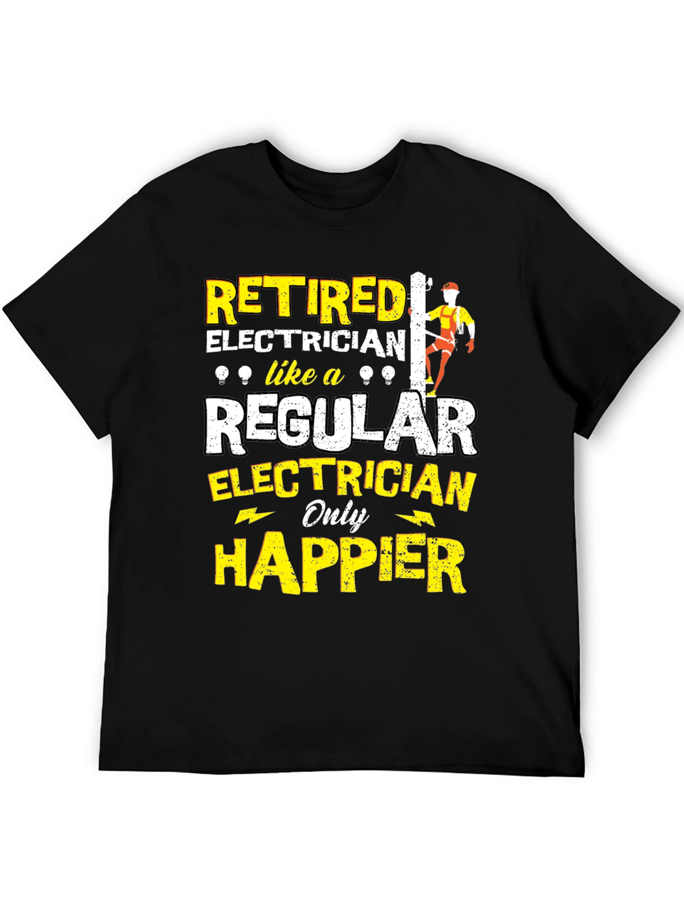 Black Retired Electrician Humor T-Shirt view 5