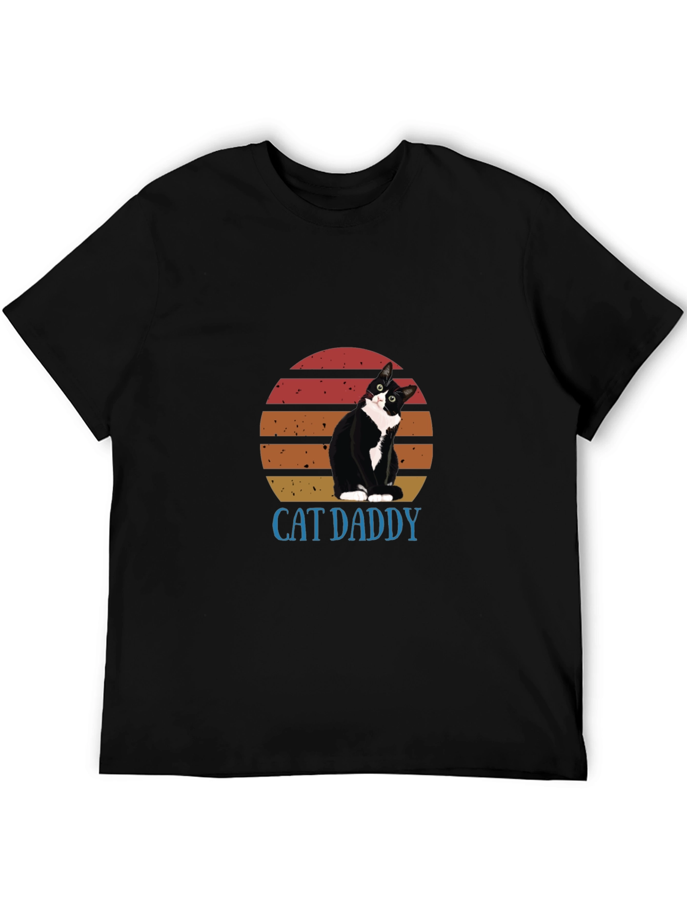 Black Cat Daddy Graphic Tee - Black Cotton T-Shirt view 5