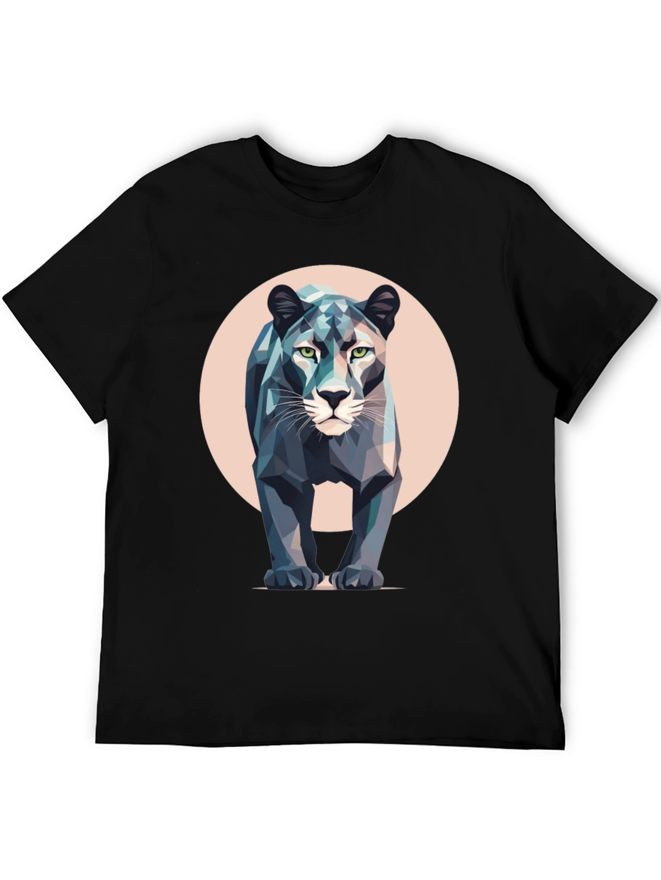 Black Geometric Panther T-Shirt - Modern Animal Print view 5