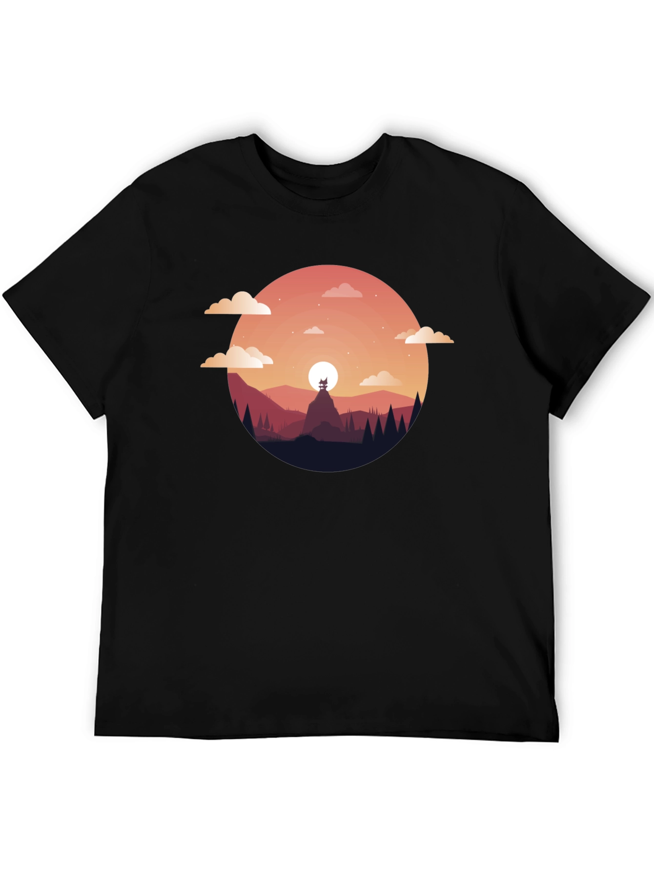 Black Sunset Mountain Graphic Tee - Black T-Shirt view 5