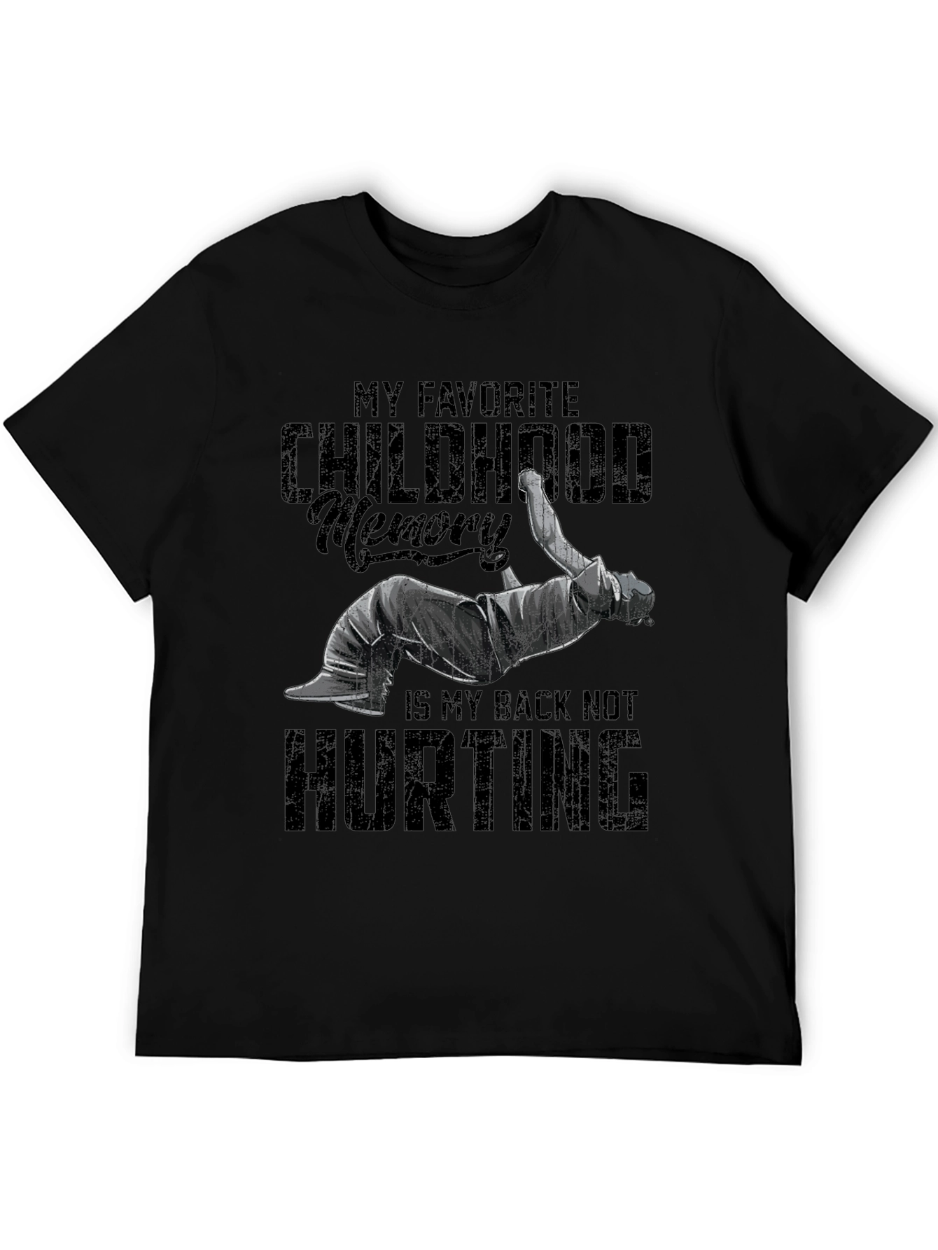 Black Funny Back Pain T-Shirt - Childhood Memory view 5
