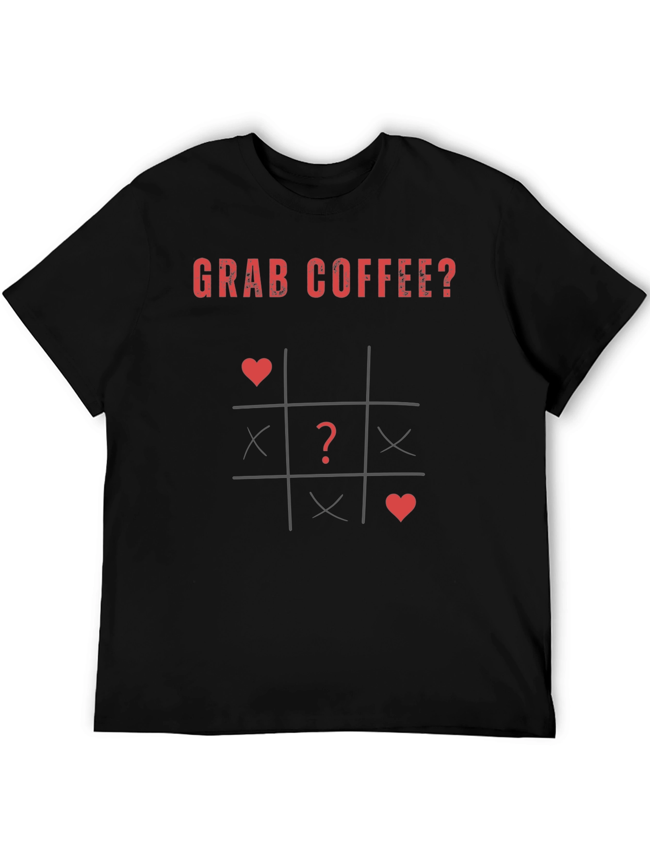 Black Grab Coffee? T-Shirt - Tic Tac Toe Design view 5