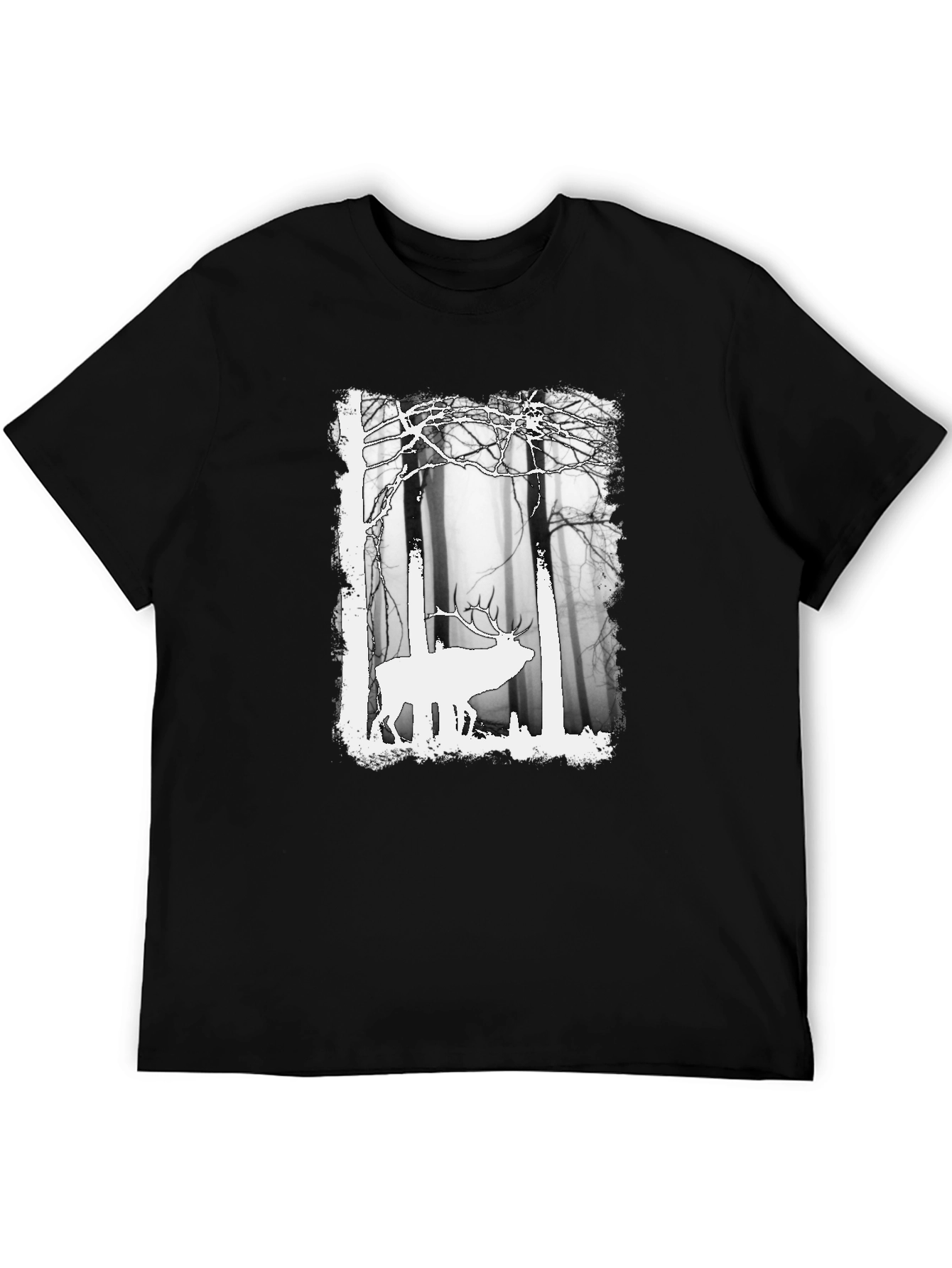 Black Elk in Forest Graphic Tee - Men's Black T-Shirt view 5