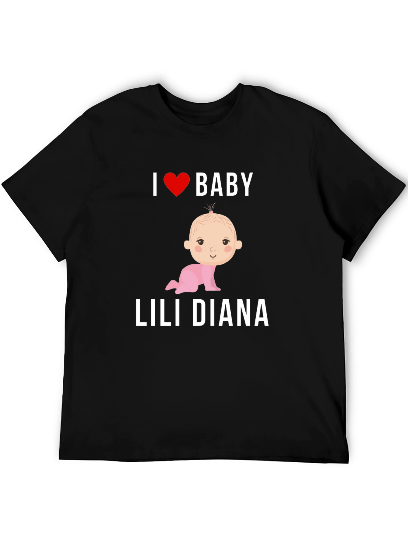 Black I Love Baby Lili Diana T-Shirt, Cute Baby Tee view 5